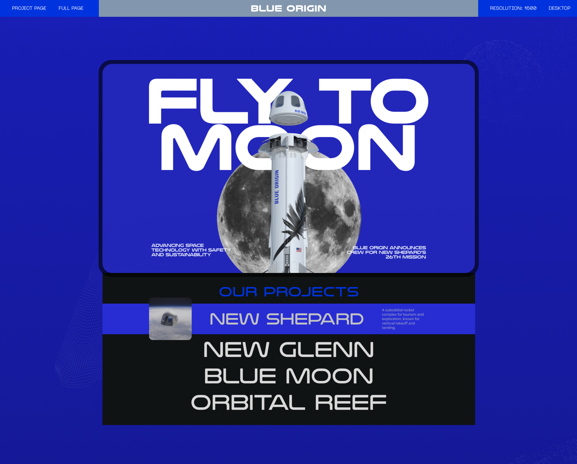 Blue Origin | Corporate Website — Изображение №7 — Интерфейсы на Dprofile