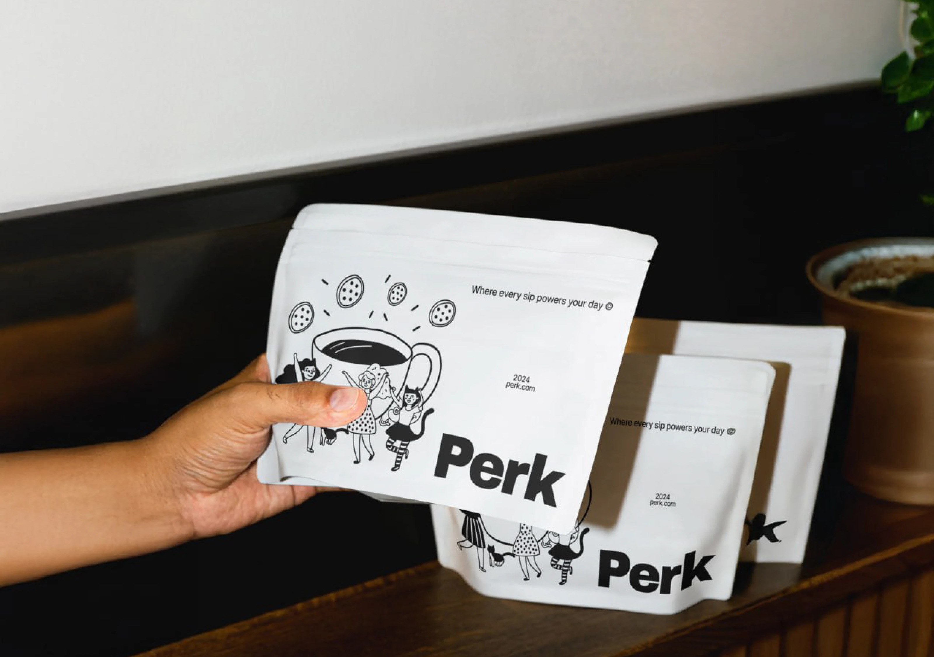 Логотип Фирменный стиль КОФЕ brand Perking coffee УПАКОВКА — Изображение №3 — Брендинг на Dprofile