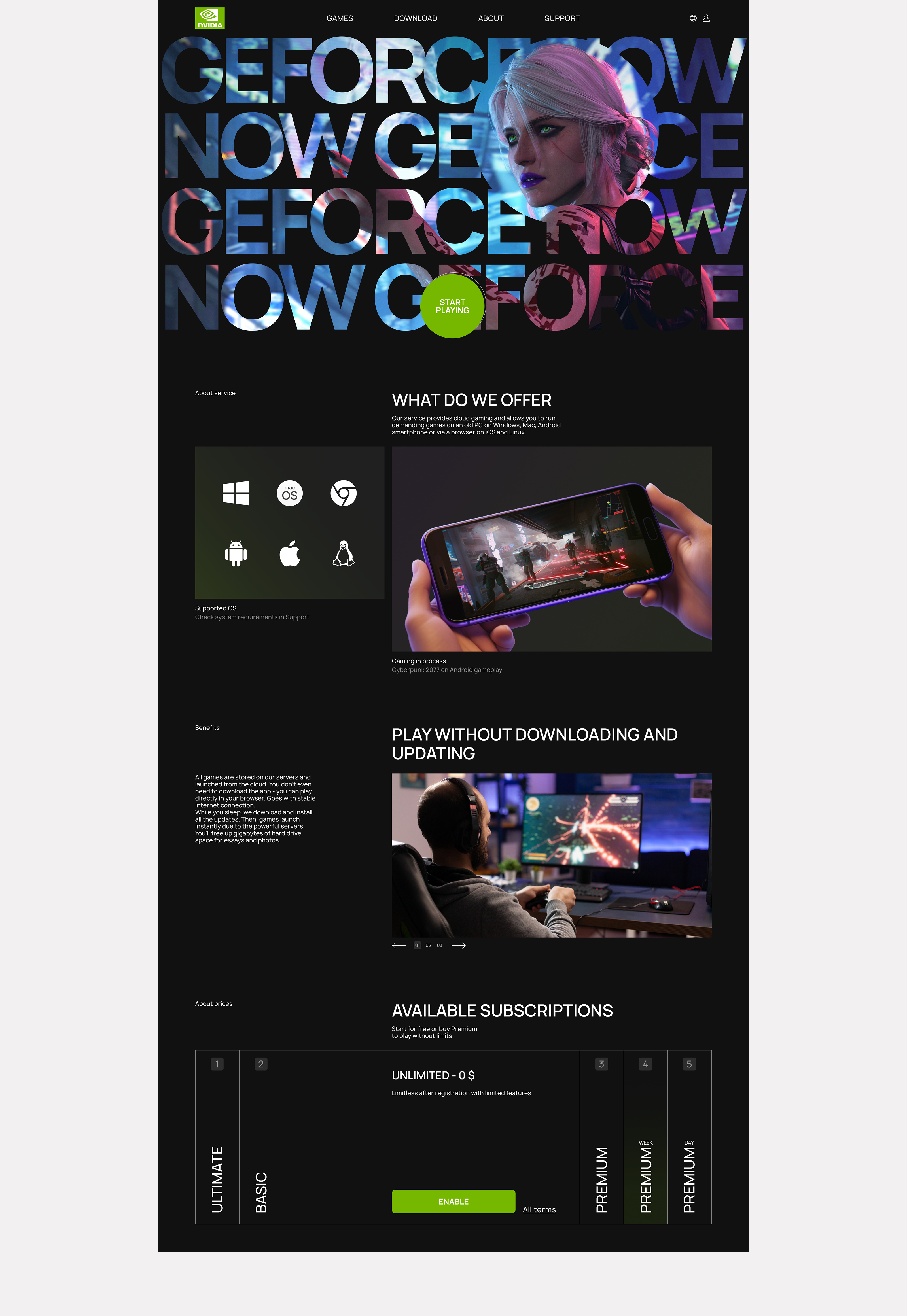 Geforce Now | Landing page — Изображение №4 — Интерфейсы на Dprofile