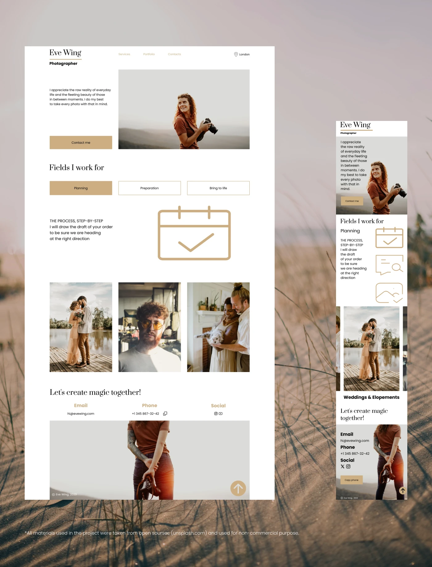 Landing page for photographer — Изображение №3 — Интерфейсы на Dprofile