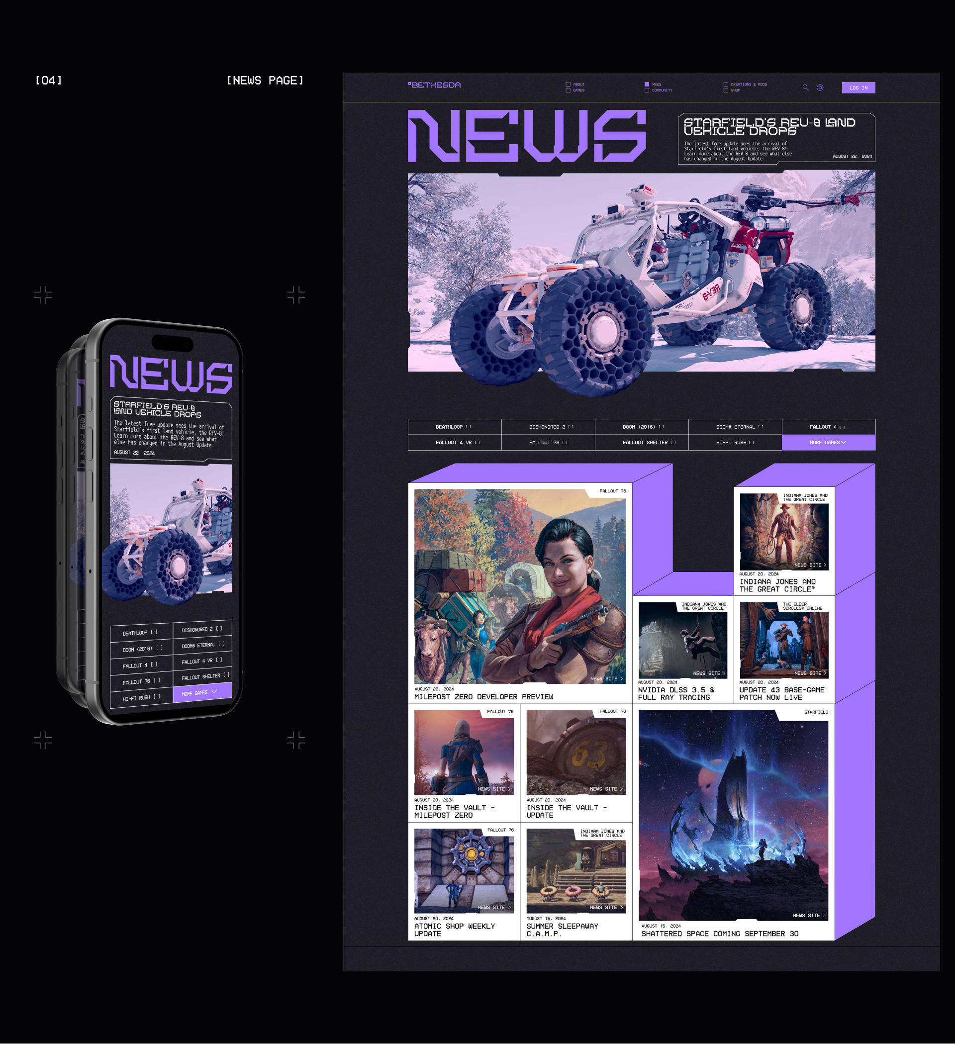 BETHESDA [CORPORATE WEBSITE] — Изображение №10 — Интерфейсы, Анимация на Dprofile