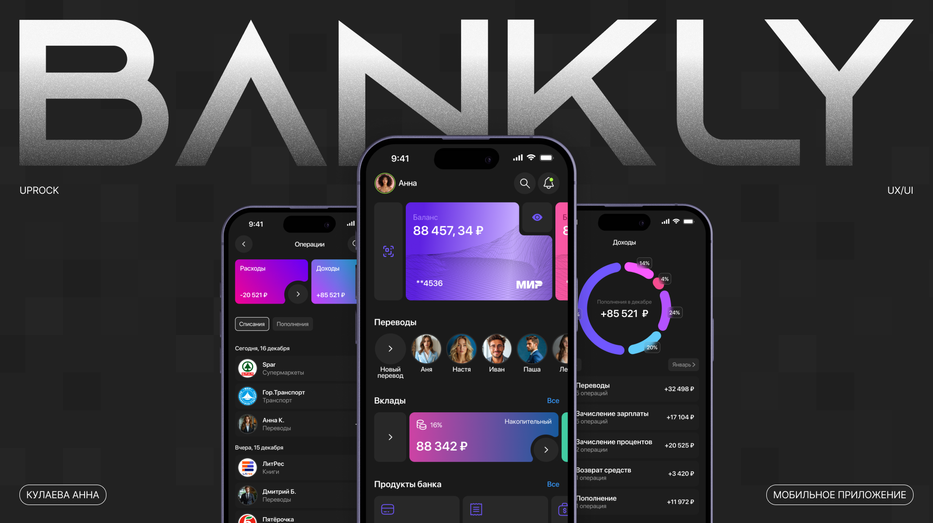 Mobile App | Онлайн Банк — Изображение №1 — Интерфейсы, Анимация на Dprofile