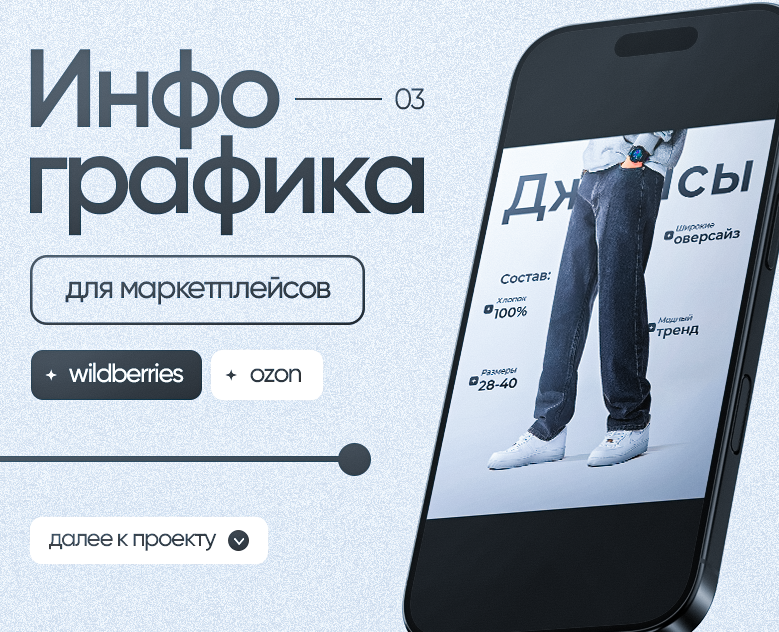Дизайн карточек товаров для WB & Ozon / Джинсы на Dprofile