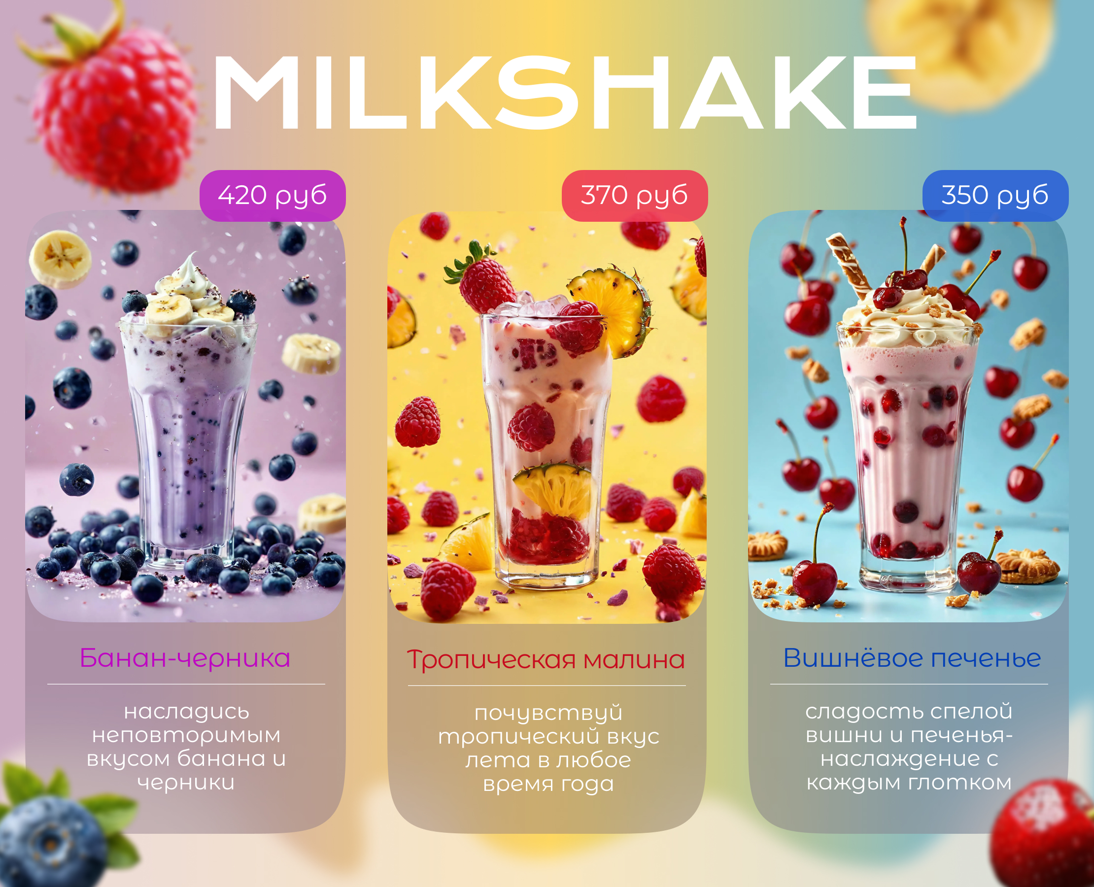 Реклама молочных коктейлей — Изображение №1 — Графика, Маркетинг на Dprofile