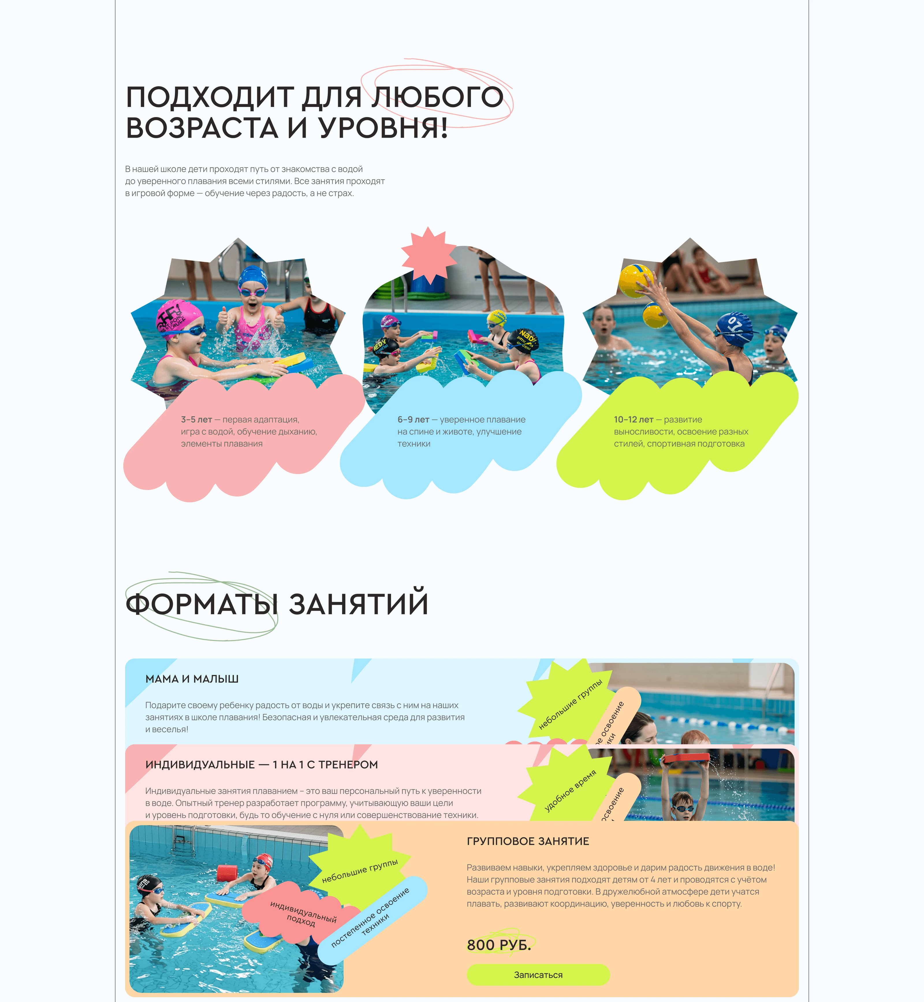 Дизайн сайта для детской школы плавания — Изображение №6 — Интерфейсы на Dprofile