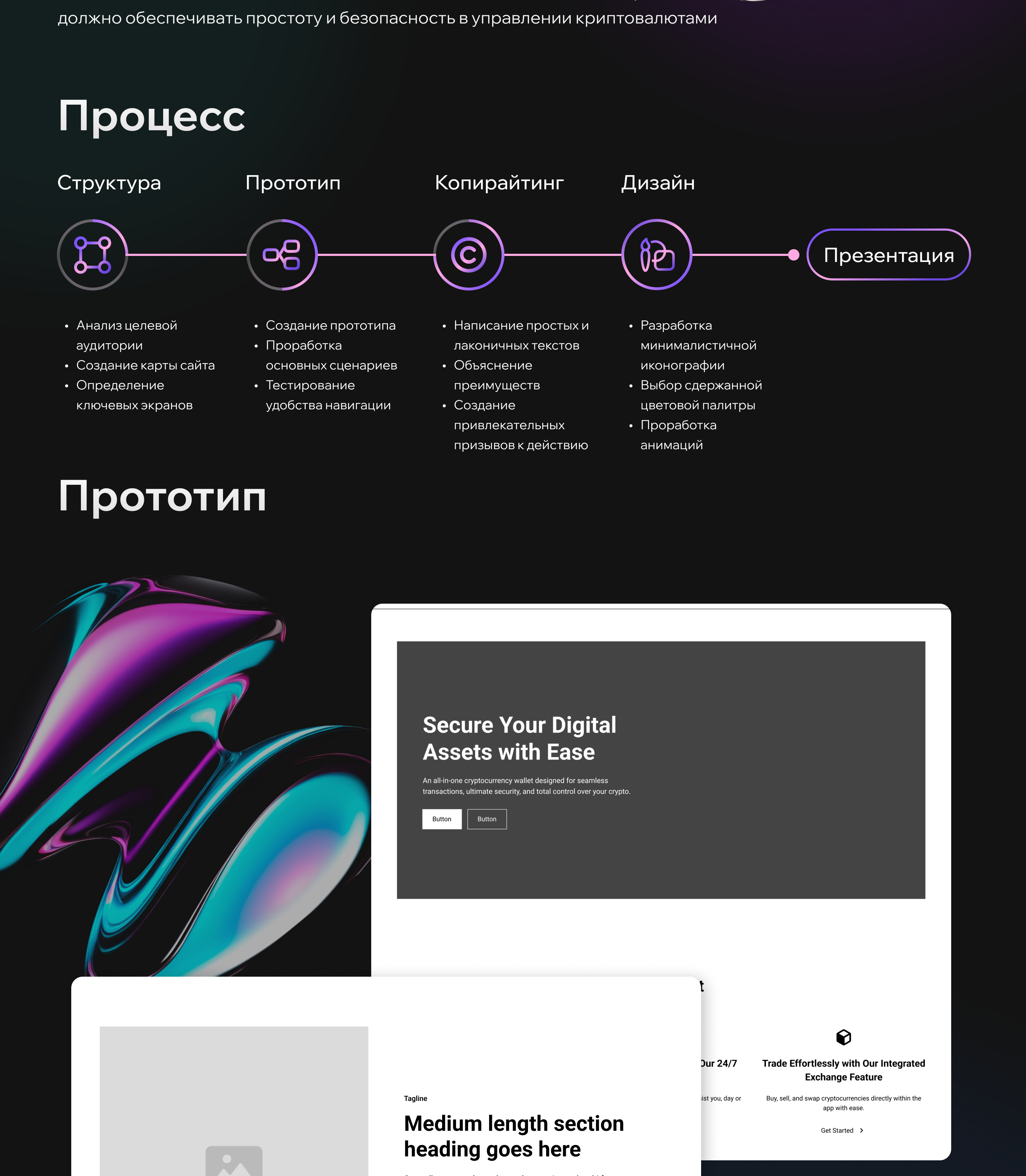 Crypto wallet landing&app design - Case study — Изображение №2 — Интерфейсы на Dprofile
