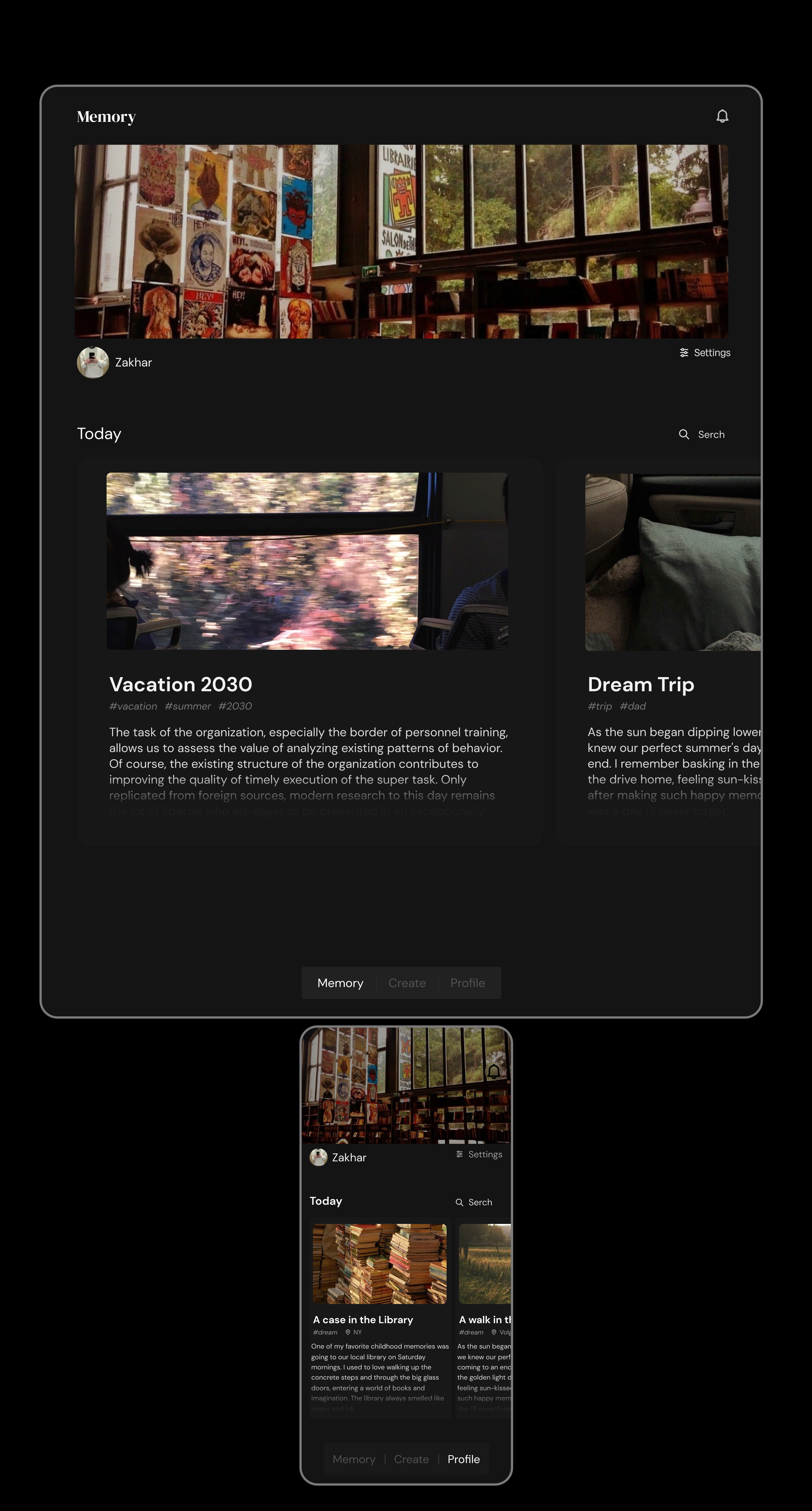 Memory Diary|UX/UI web/mob app — Изображение №11 — Интерфейсы на Dprofile