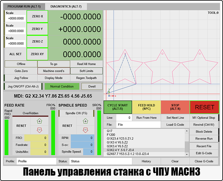 Панель MACH3 CNC (серый) 2020 г. — Интерфейсы на Dprofile