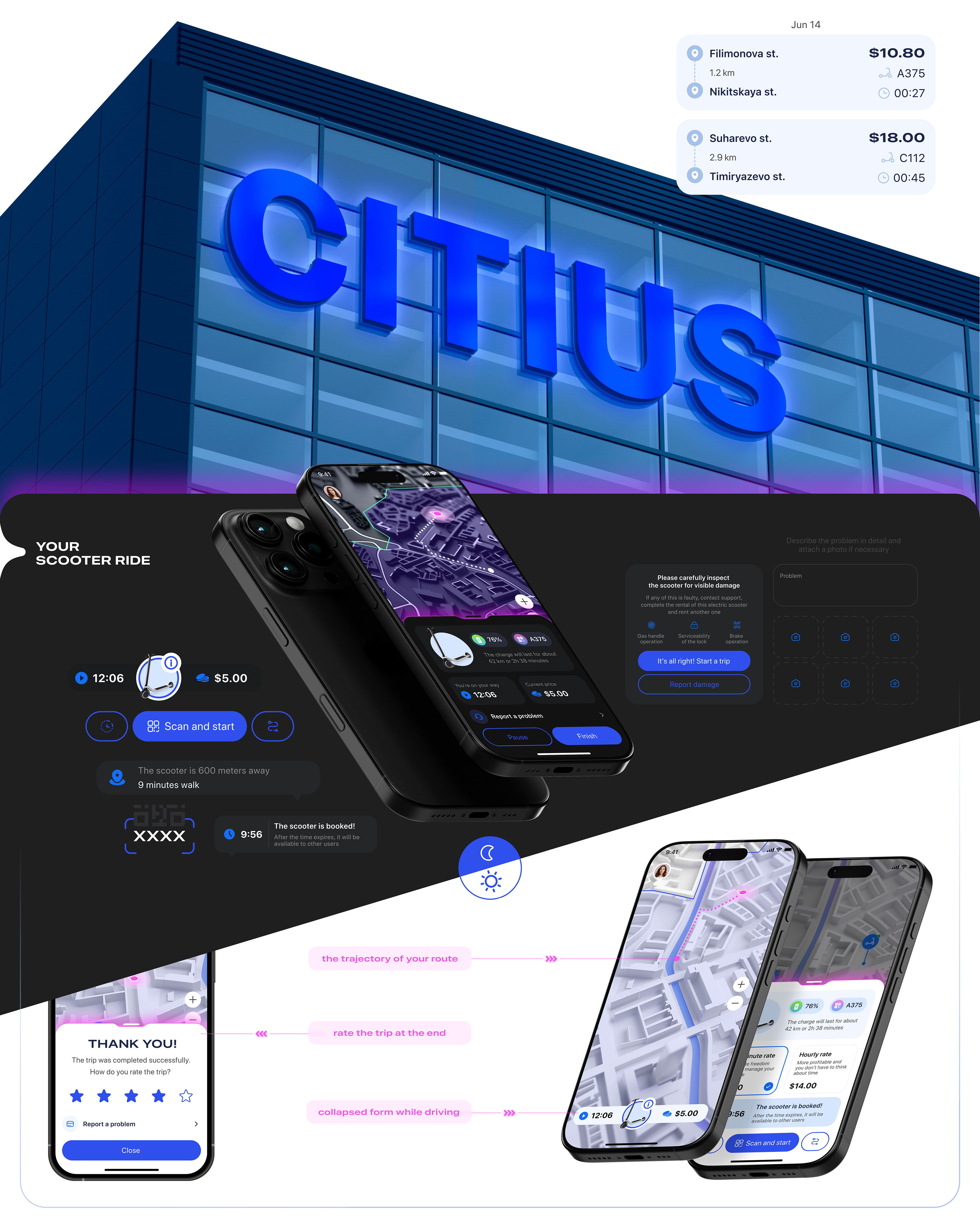 CITIUS | Мобильное приложение для аренды электросамокатов — Изображение №10 — Интерфейсы на Dprofile