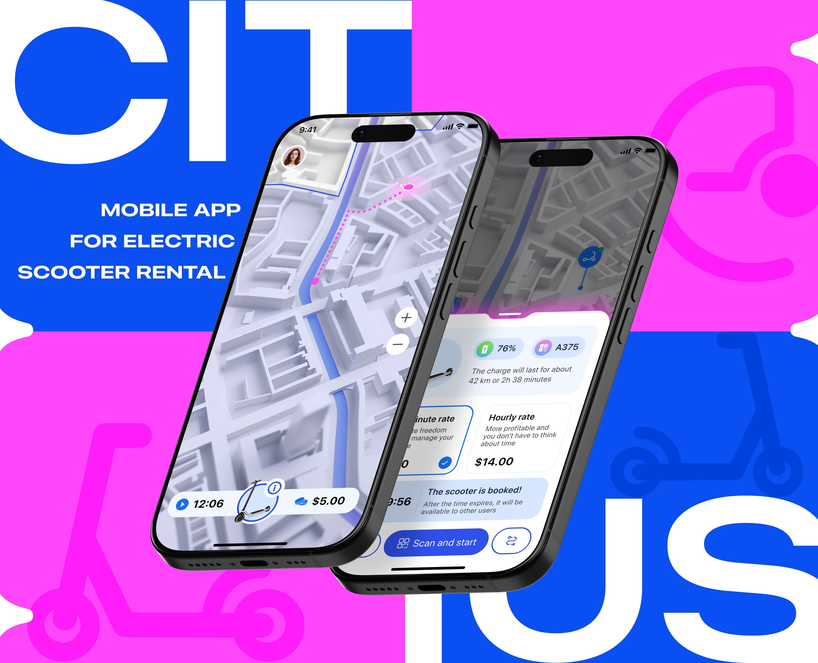 CITIUS | Мобильное приложение для аренды электросамокатов — Интерфейсы на Dprofile