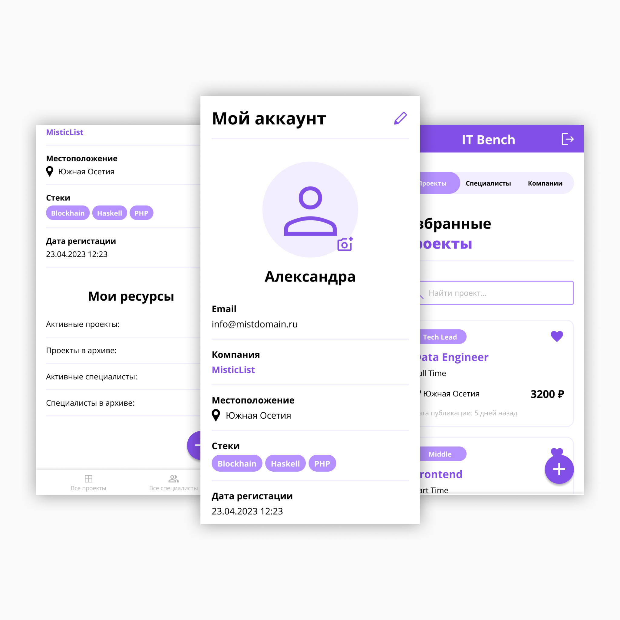 Разработка и дизайн моб. приложения на Adalo для IT Bench — Изображение №8 — Интерфейсы на Dprofile