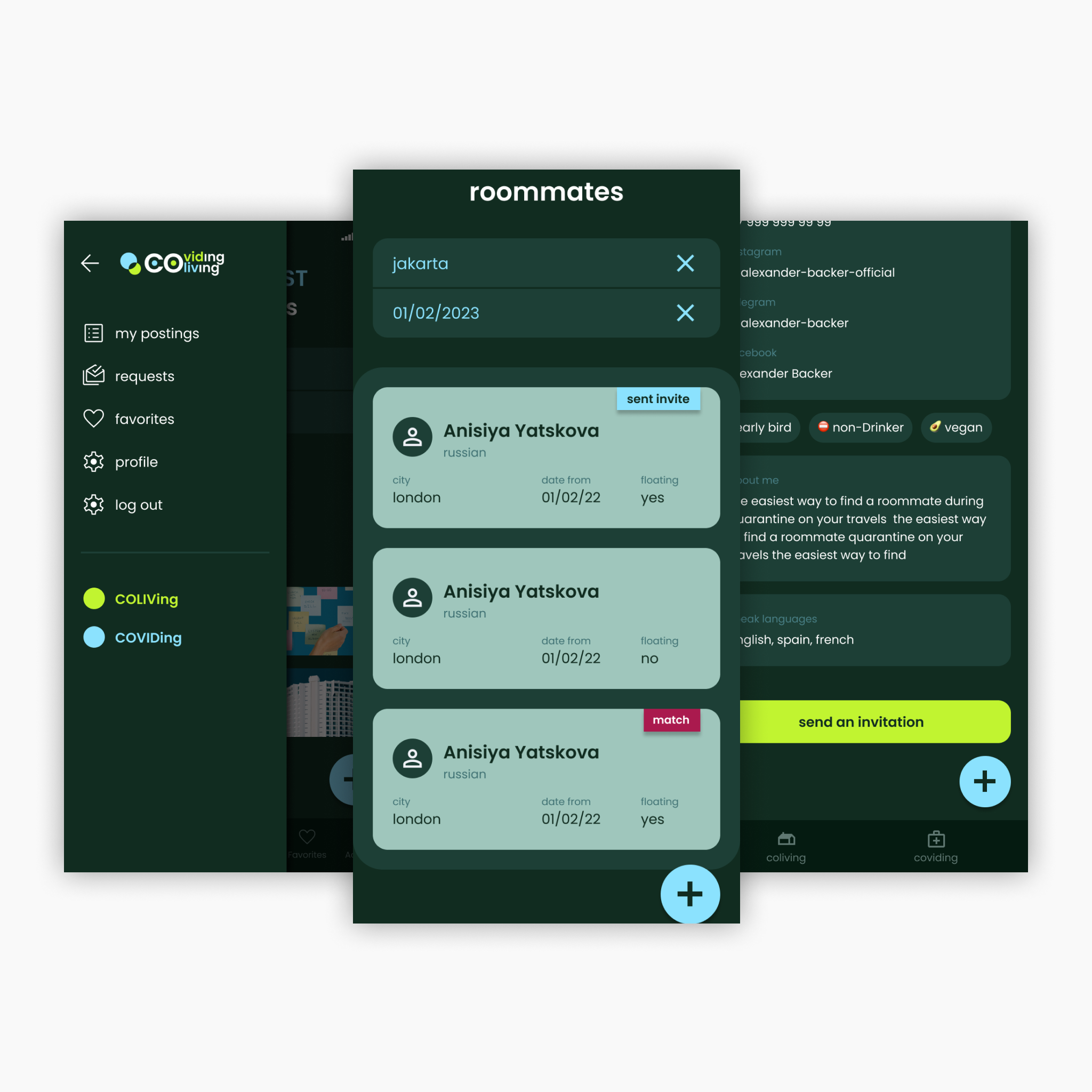 Разработка и дизайн моб. приложения на Adalo для Coliving — Изображение №3 — Интерфейсы на Dprofile