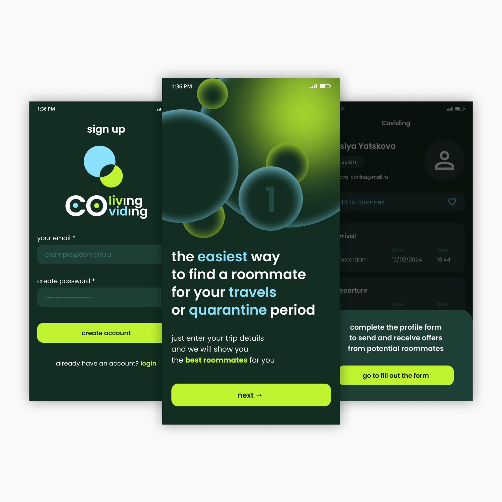 Разработка и дизайн моб. приложения на Adalo для Coliving — Изображение №1 — Интерфейсы на Dprofile