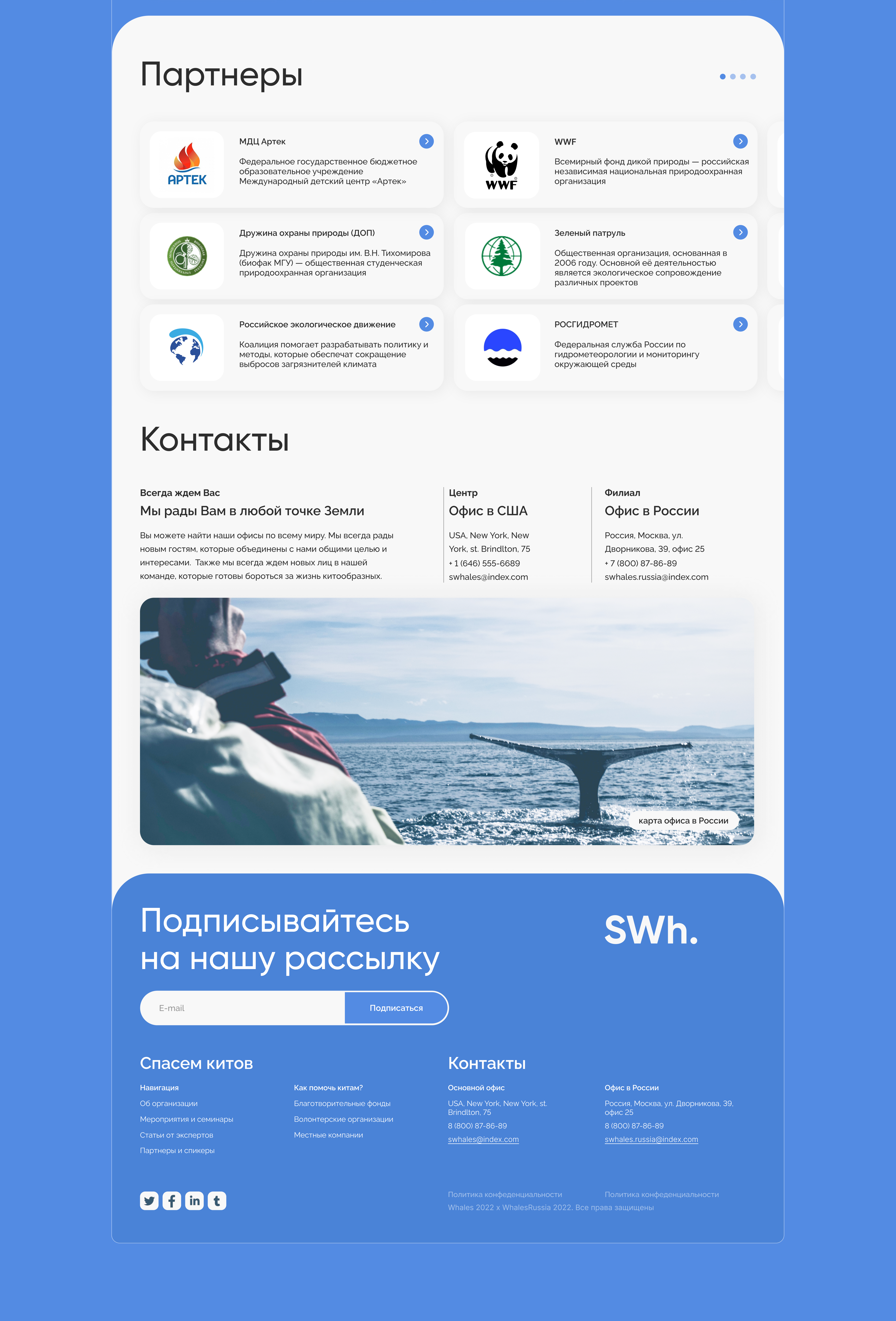 Спасем китов | Landing page для некоммерческой организации — Изображение №4 — Интерфейсы на Dprofile