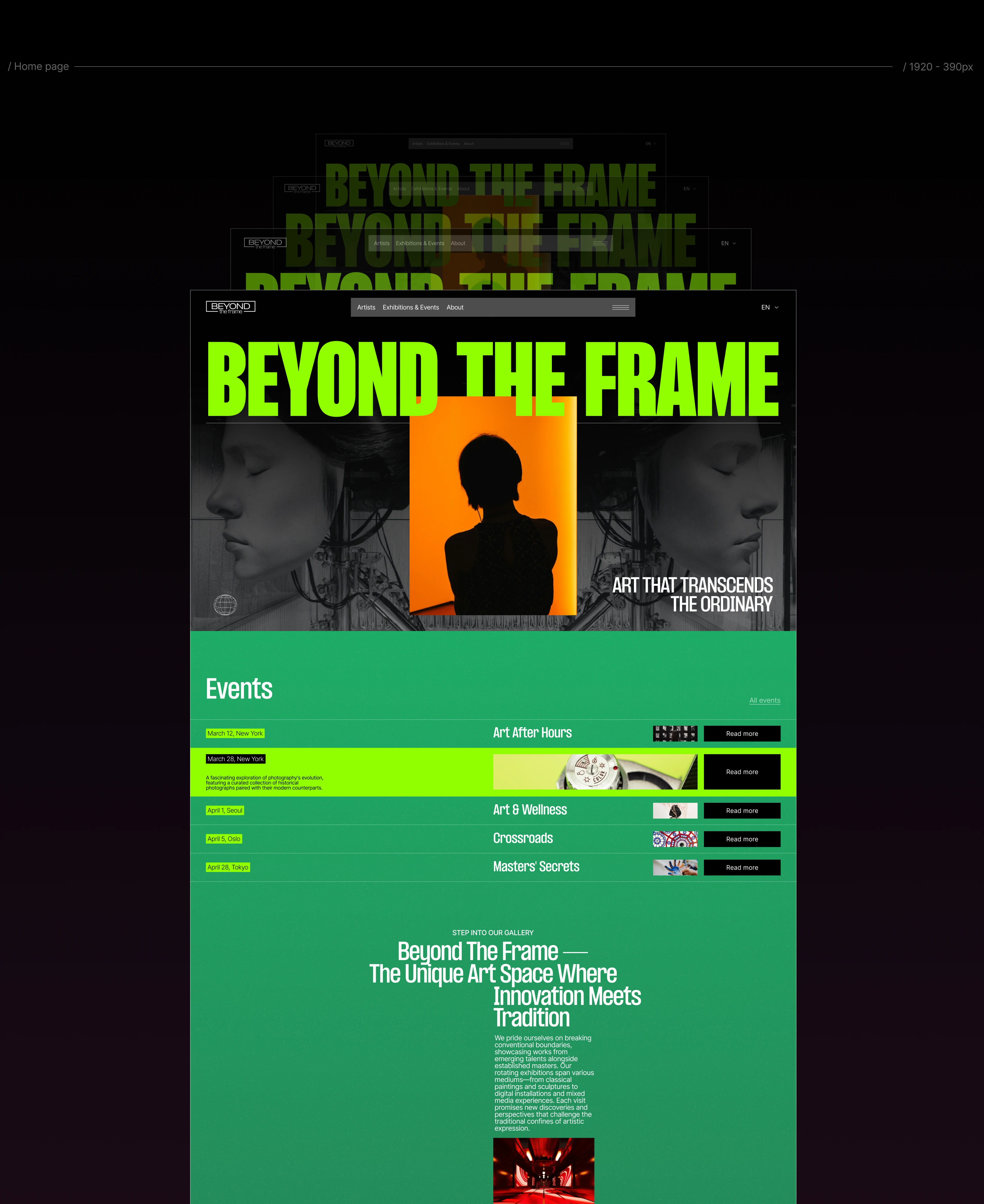 Beyond the Frame | Art Gallery Website — Изображение №4 — Интерфейсы, Анимация на Dprofile