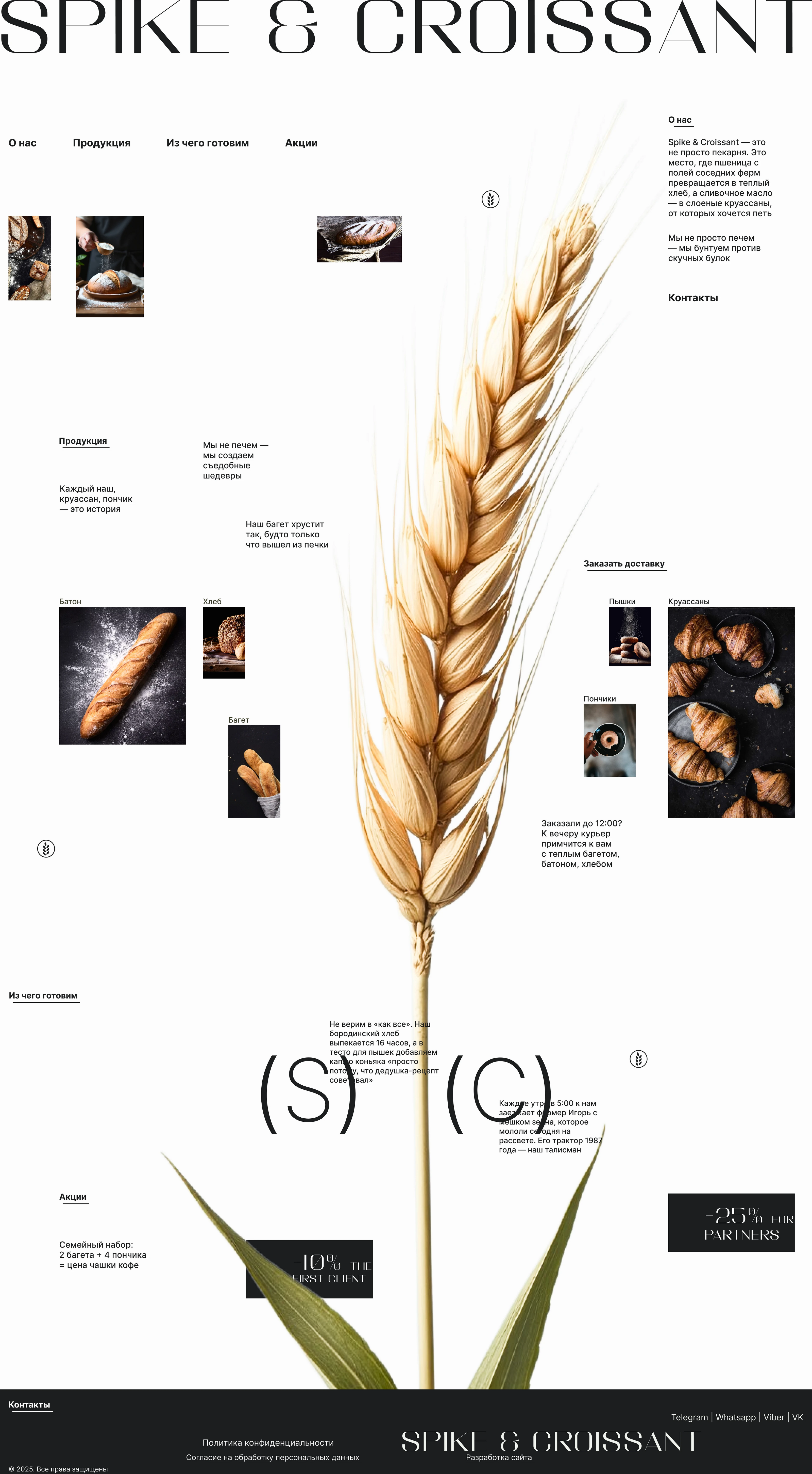 Пекарня Spike & Croissant Spike & Croissant Bakery site — Изображение №1 — Интерфейсы, Брендинг на Dprofile