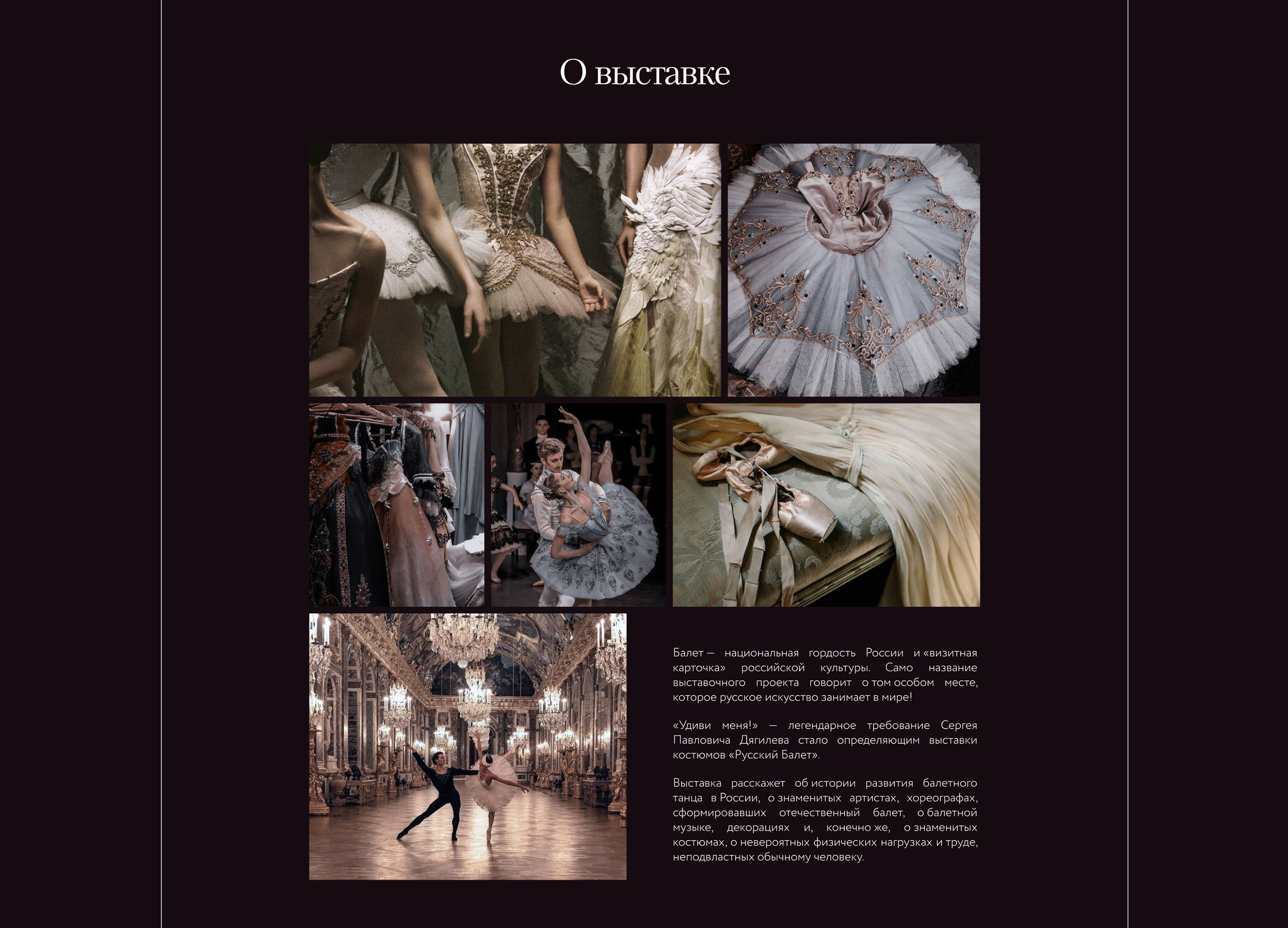 Landing page for exhibition | Выставка «Русский балет» — Изображение №4 — Интерфейсы, Графика на Dprofile