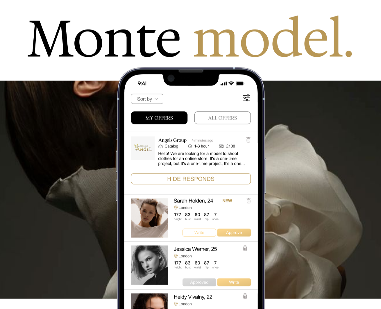Monte model. App for models & employers на Dprofile