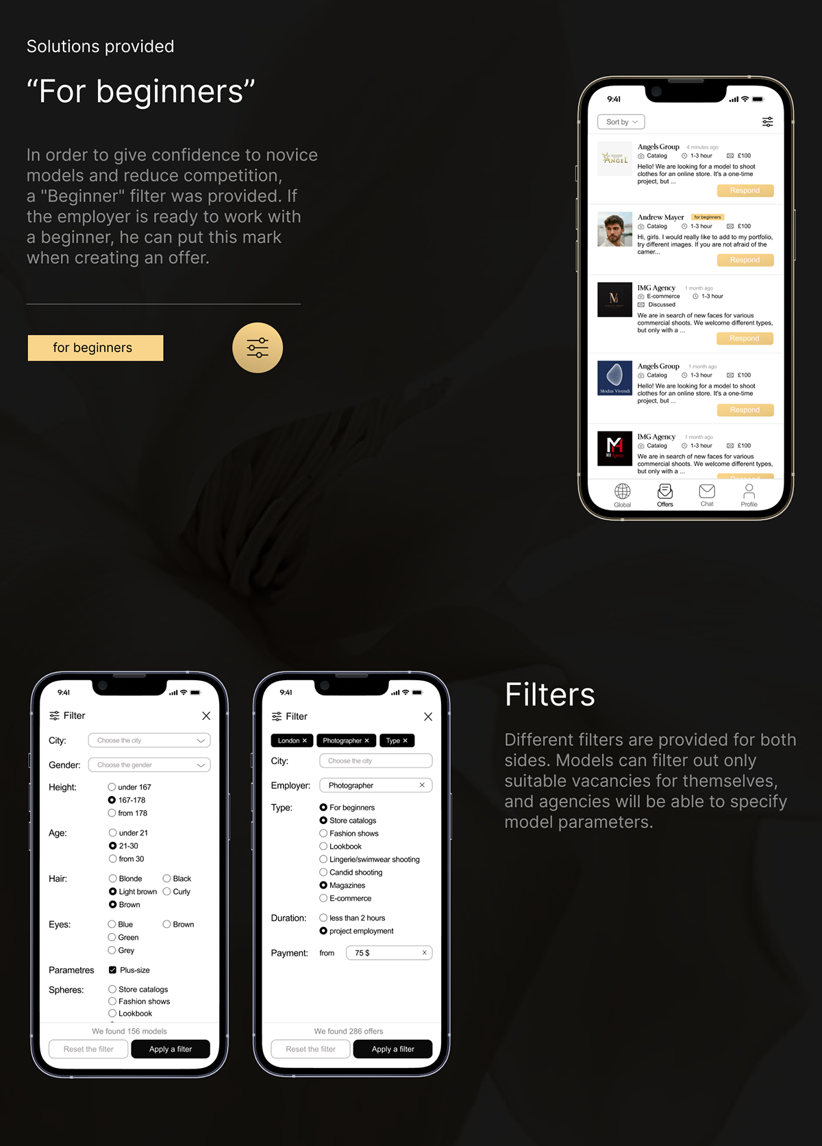 Monte model. App for models & employers — Изображение №8 — Интерфейсы на Dprofile