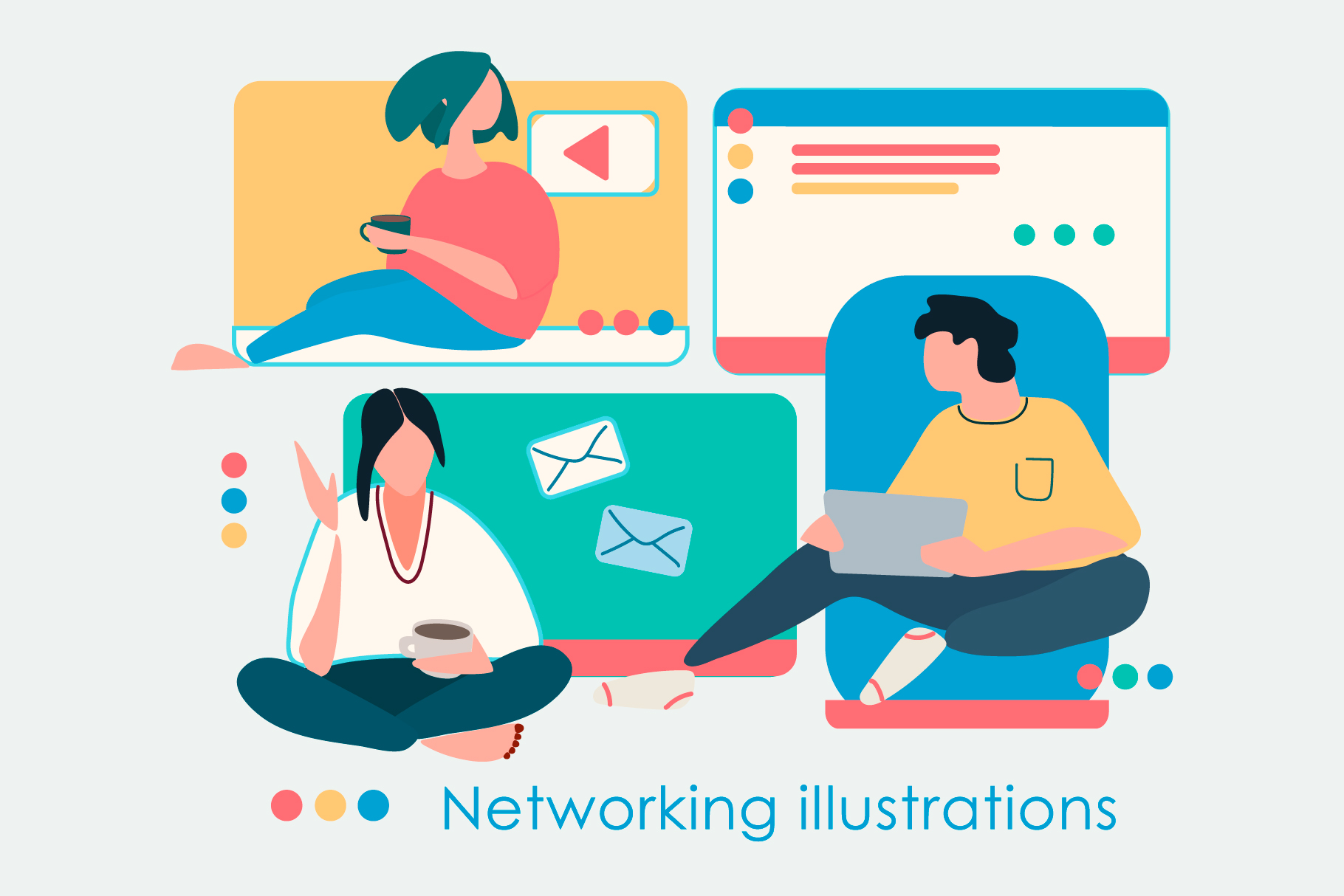 Networking - набор иллюстраций в стиле флэт — Изображение №1 — Иллюстрация, Маркетинг на Dprofile