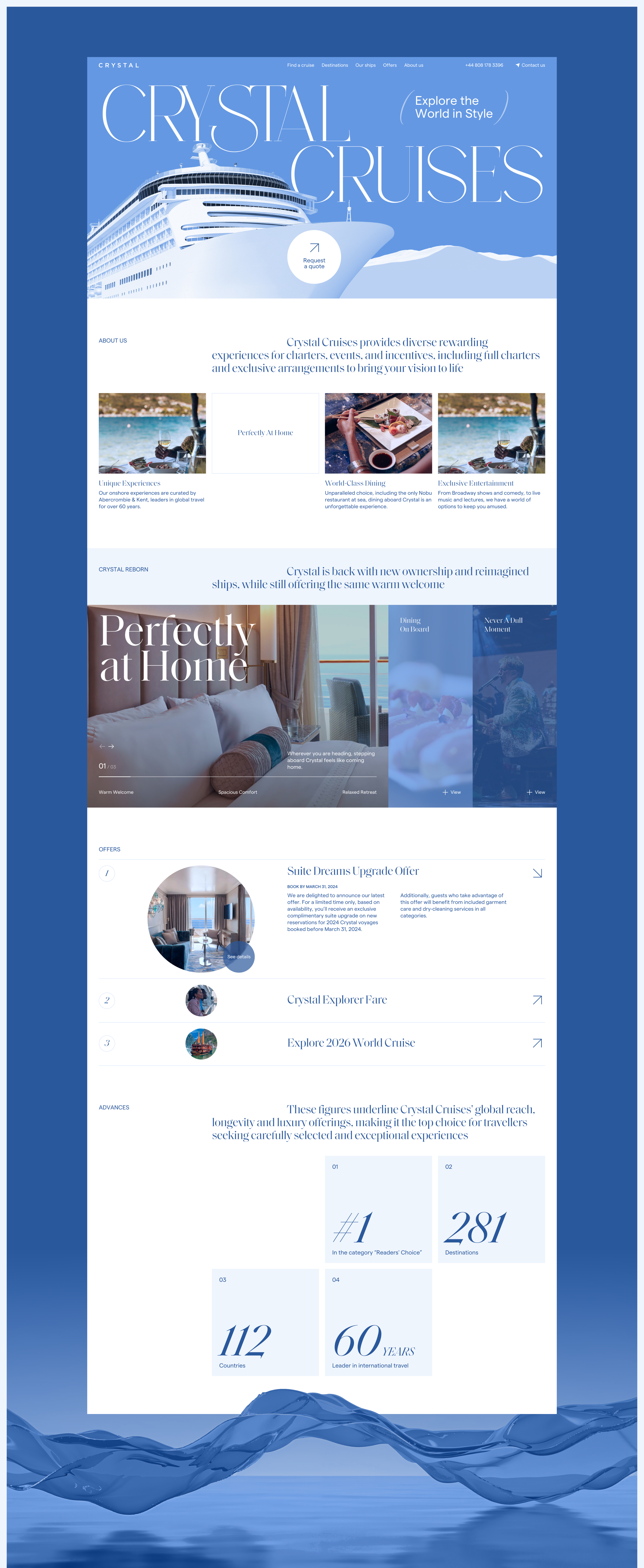 Crystal Cruises | Landing page | Redesign — Изображение №3 — Интерфейсы, Брендинг на Dprofile