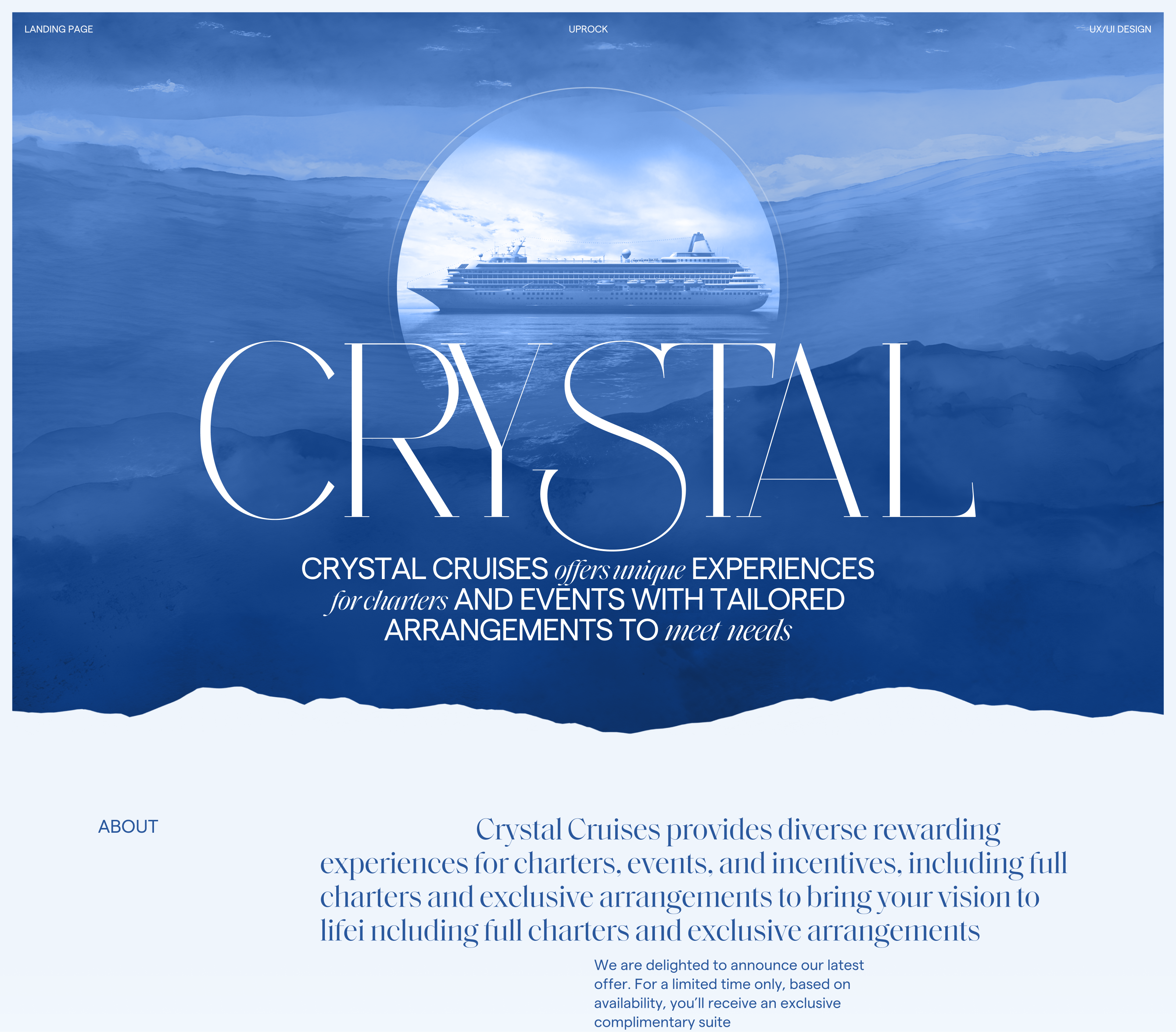 Crystal Cruises | Landing page | Redesign — Изображение №1 — Интерфейсы, Брендинг на Dprofile
