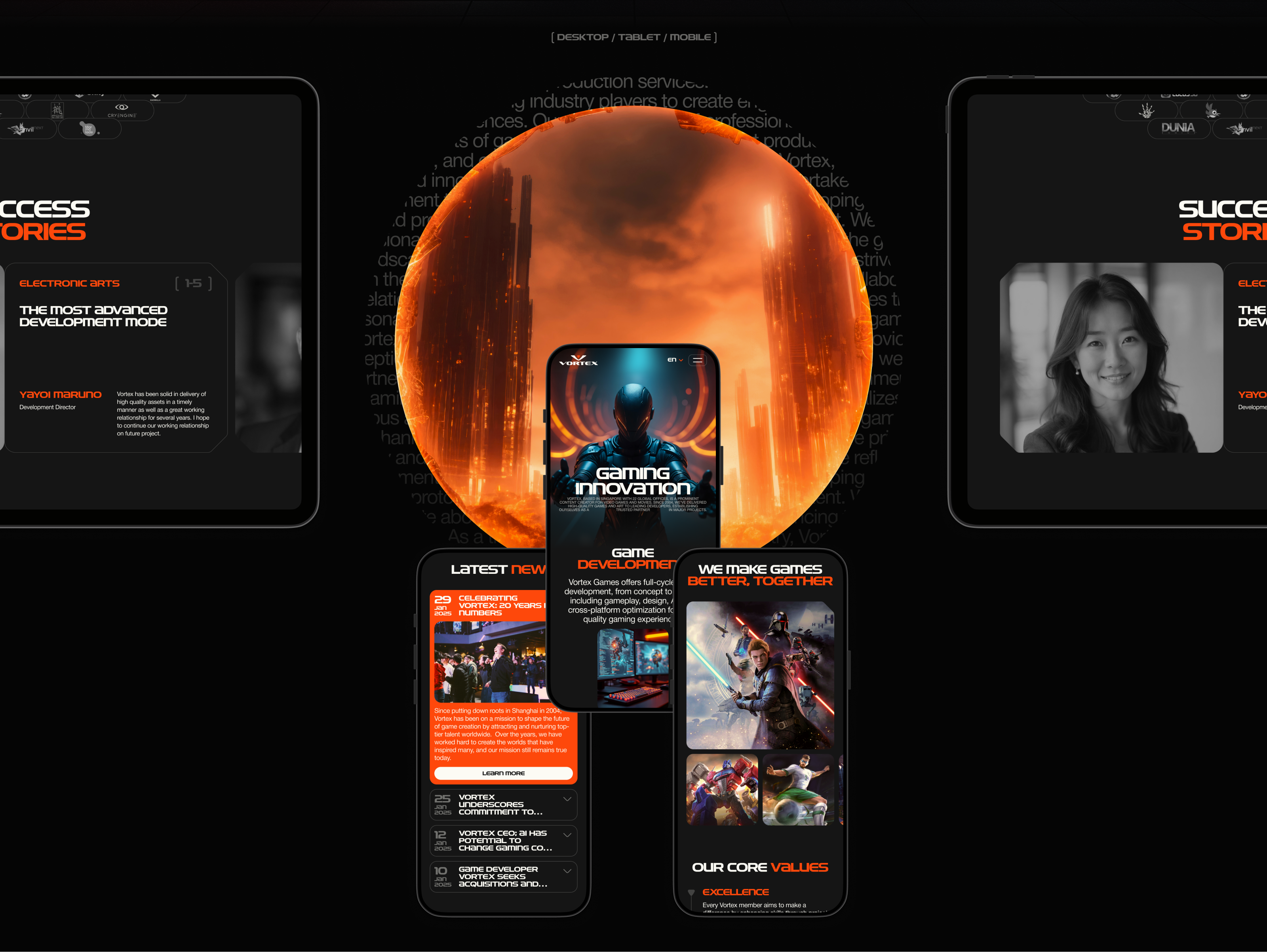 Vortex Games | Корпоративный сайт — Изображение №5 — Интерфейсы, Анимация на Dprofile