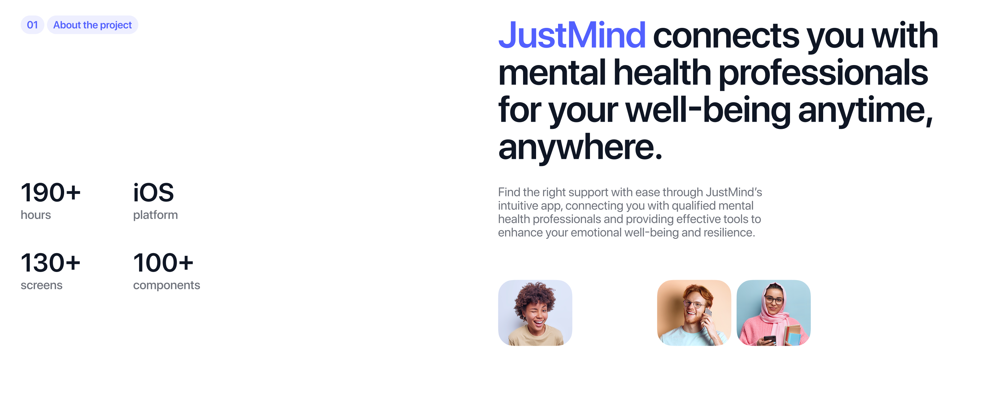 JustMind | Мобильное приложение для ментального здоровья — Изображение №2 — Интерфейсы, Анимация на Dprofile