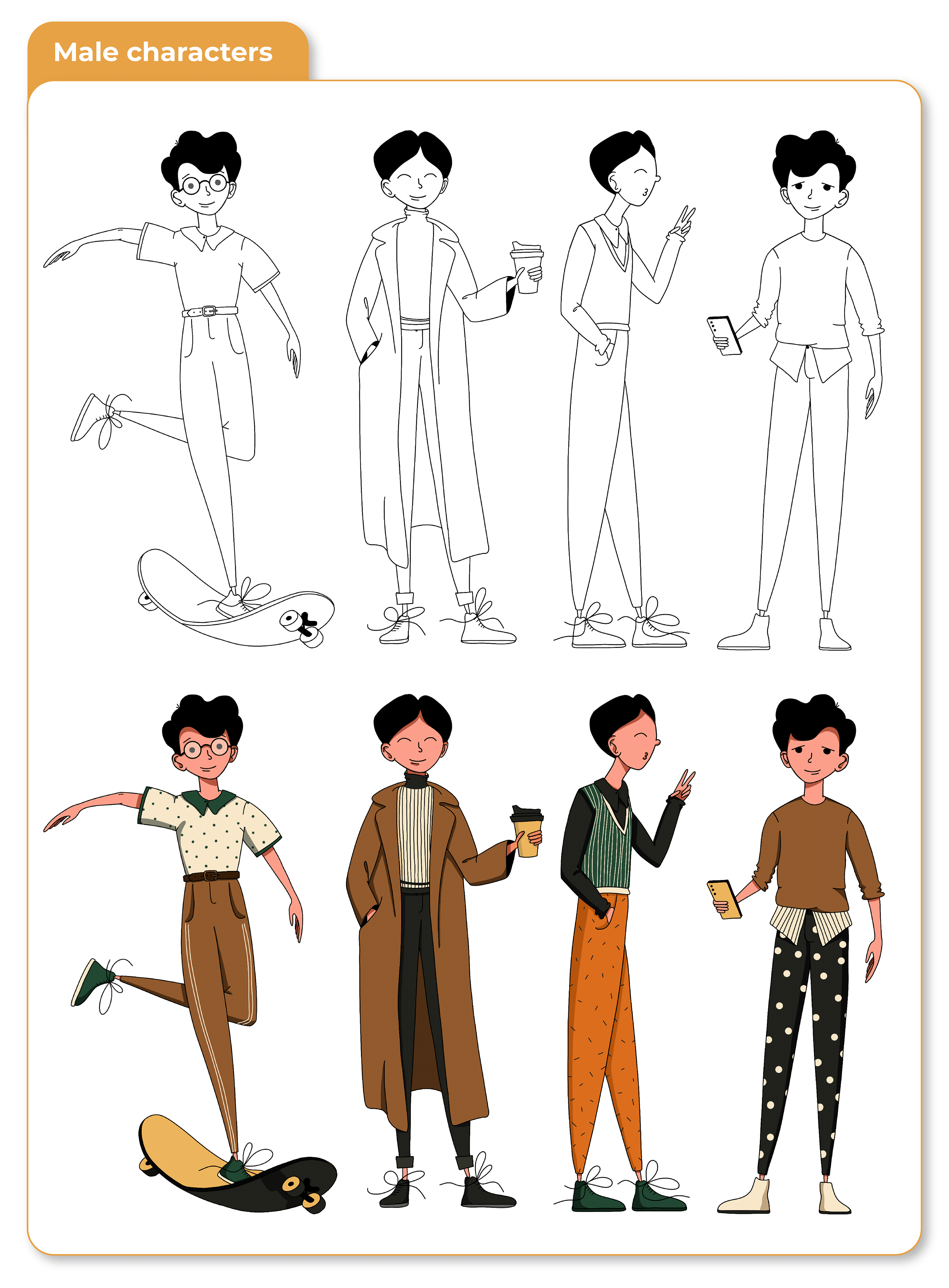 Flat character illustration — Изображение №6 — Иллюстрация на Dprofile