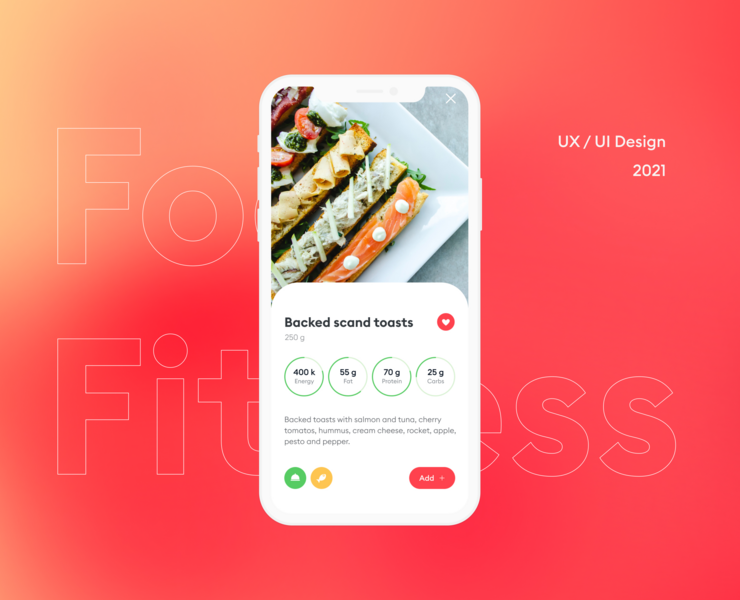 Food & Fitness mobile app ux ui — Интерфейсы на Dprofile