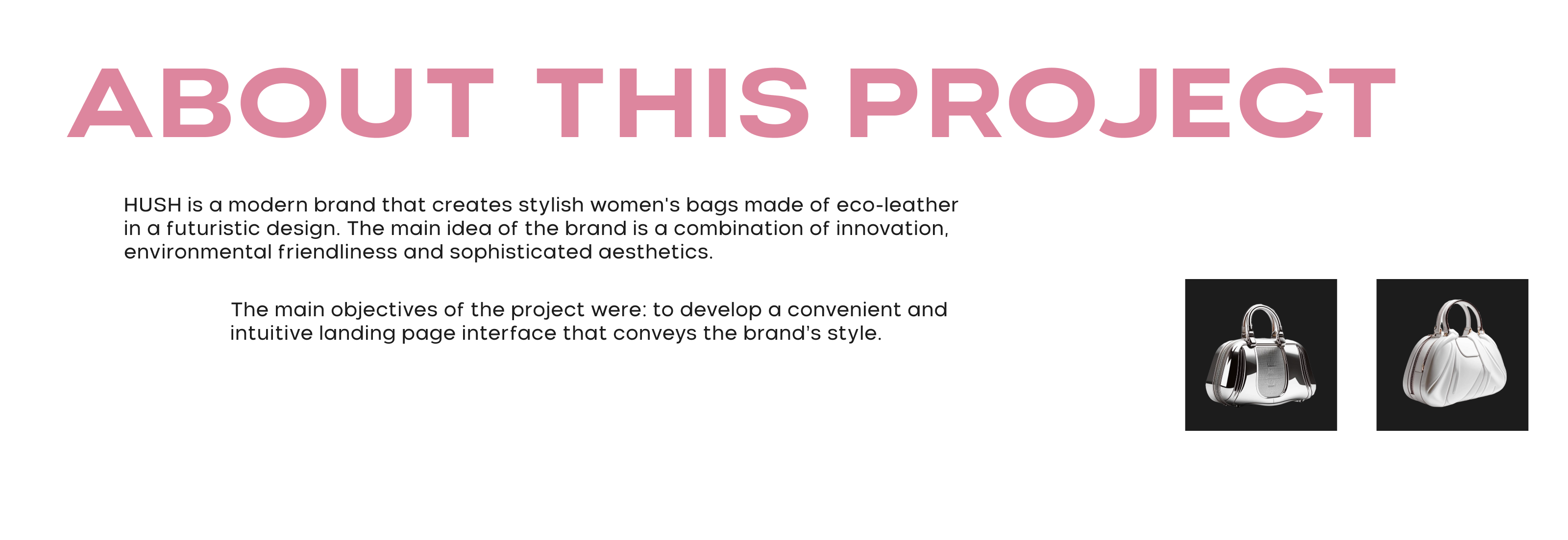 Landing page for a bag brand | UX/UI Design — Изображение №3 — Интерфейсы, Брендинг на Dprofile