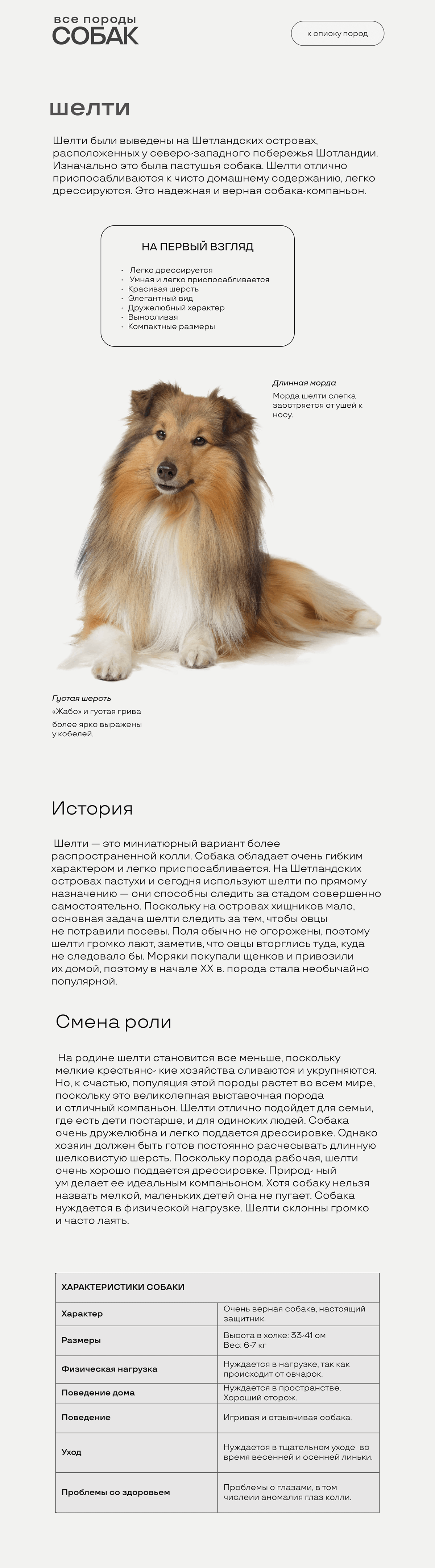 Энциклопедический сайт про породы собак — Изображение №12 — Интерфейсы на Dprofile