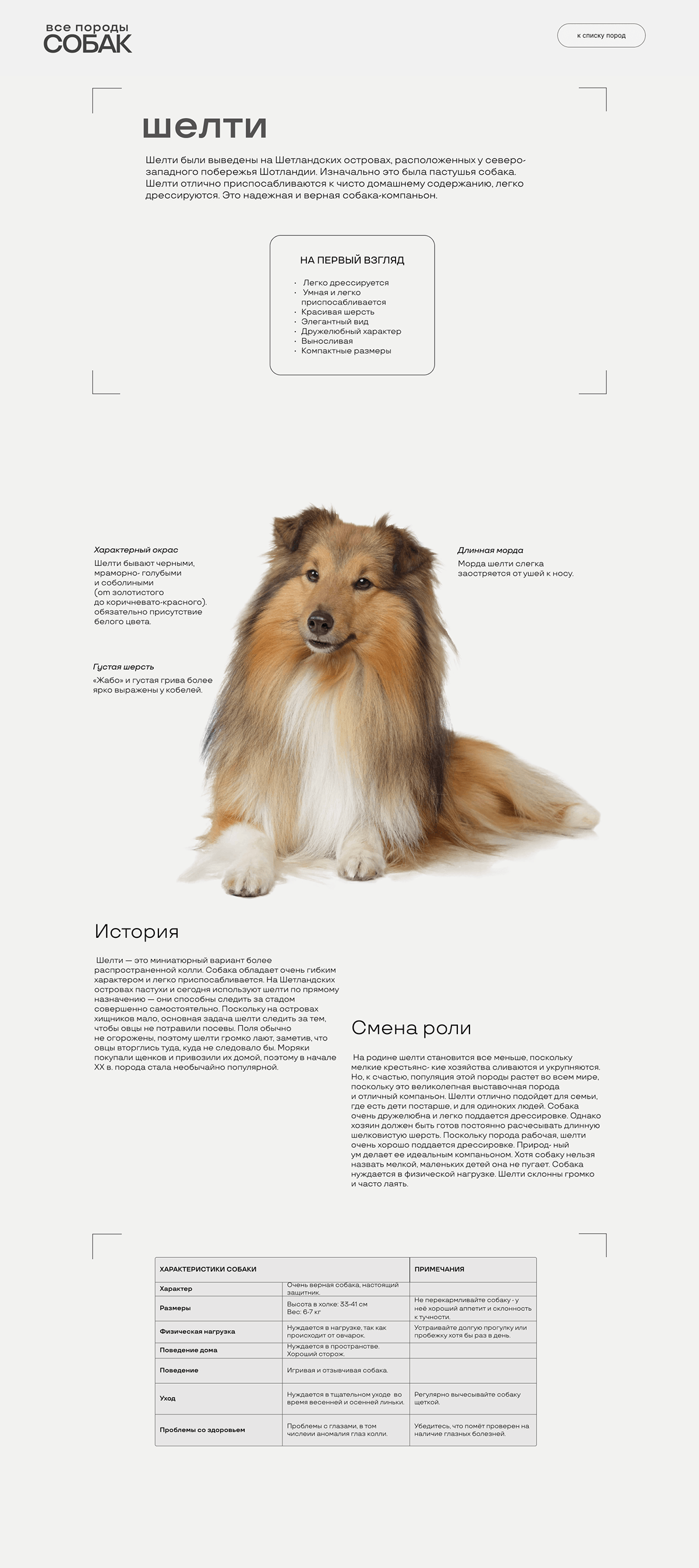 Энциклопедический сайт про породы собак — Изображение №5 — Интерфейсы на Dprofile