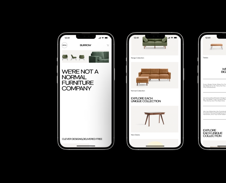 Redesign website | BURROW — Интерфейсы, Маркетинг на Dprofile