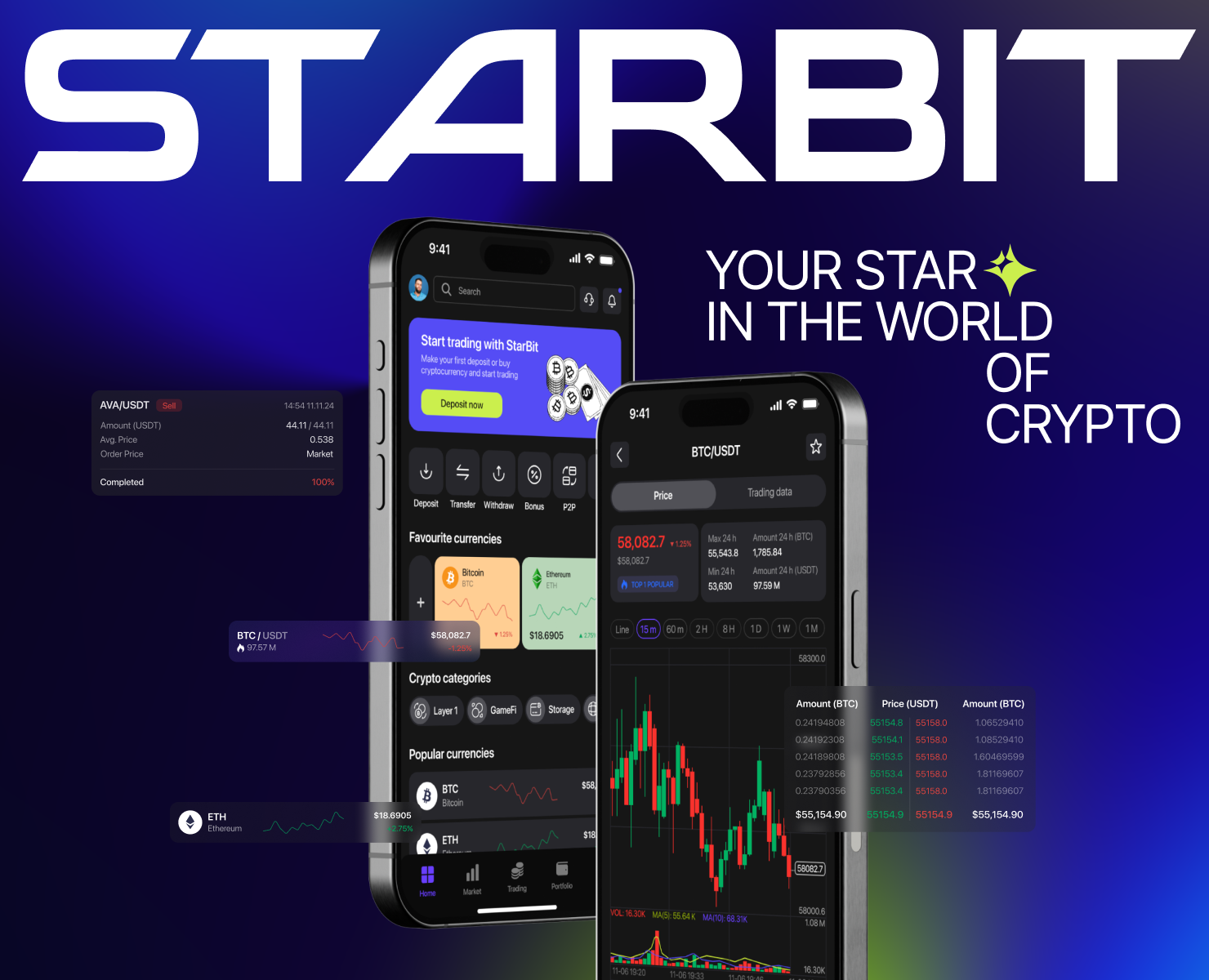STARBIT Crypto Exchange | Mobile App — Интерфейсы на Dprofile