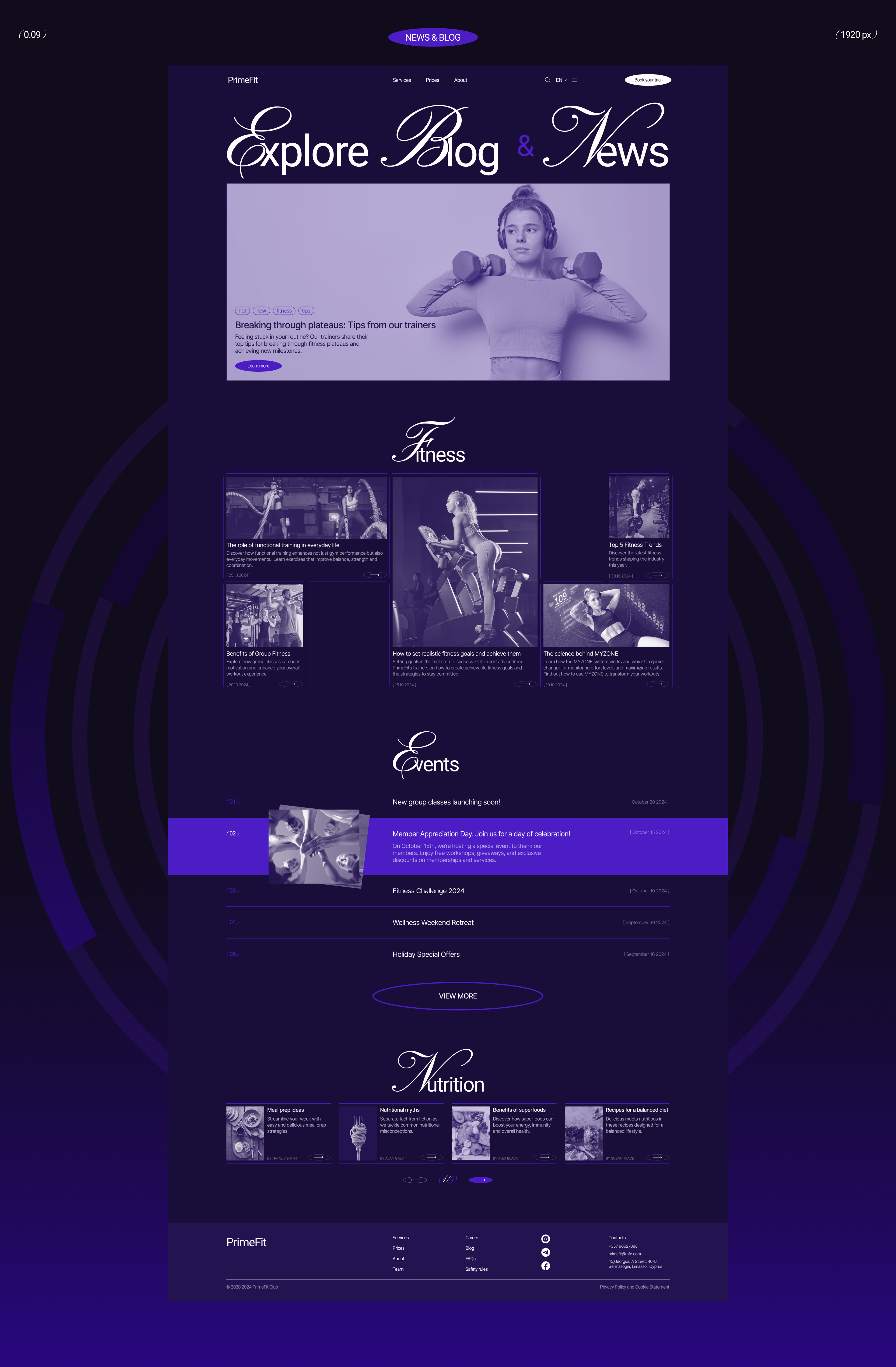 PrimeFit Club | Corporate Website — Изображение №15 — Интерфейсы на Dprofile