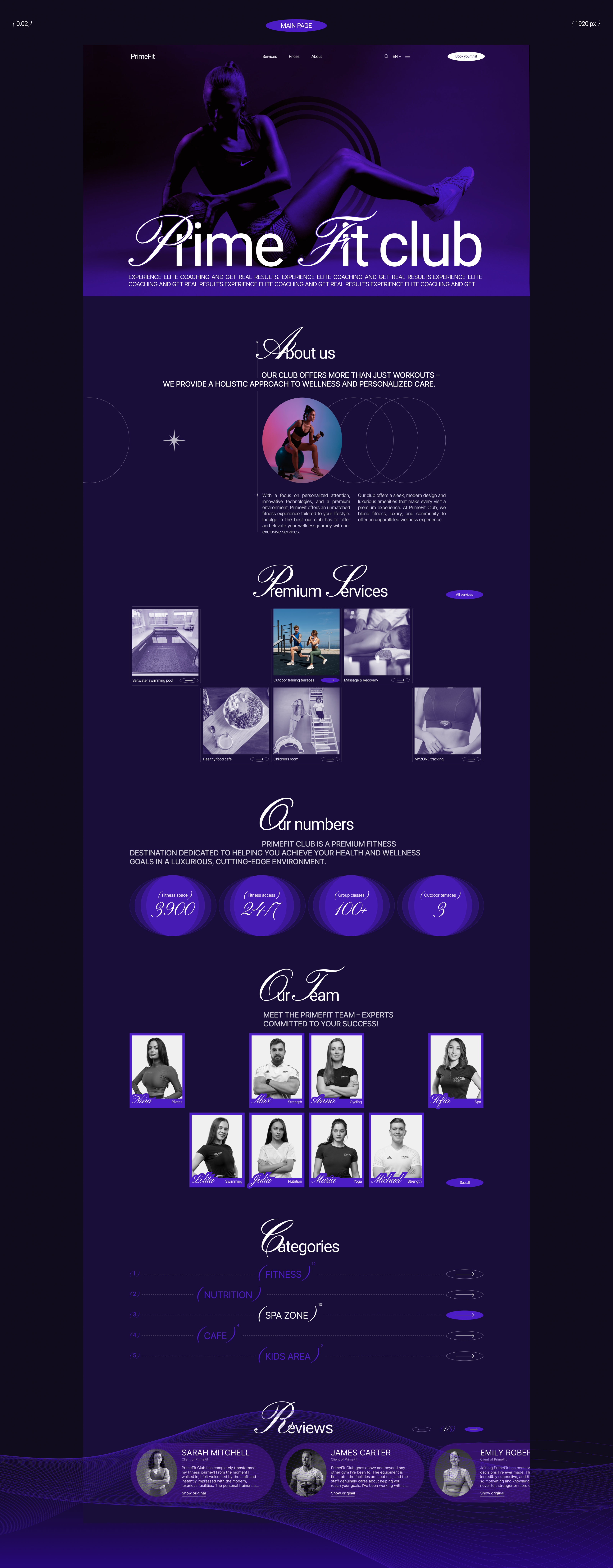 PrimeFit Club | Corporate Website — Изображение №3 — Интерфейсы на Dprofile