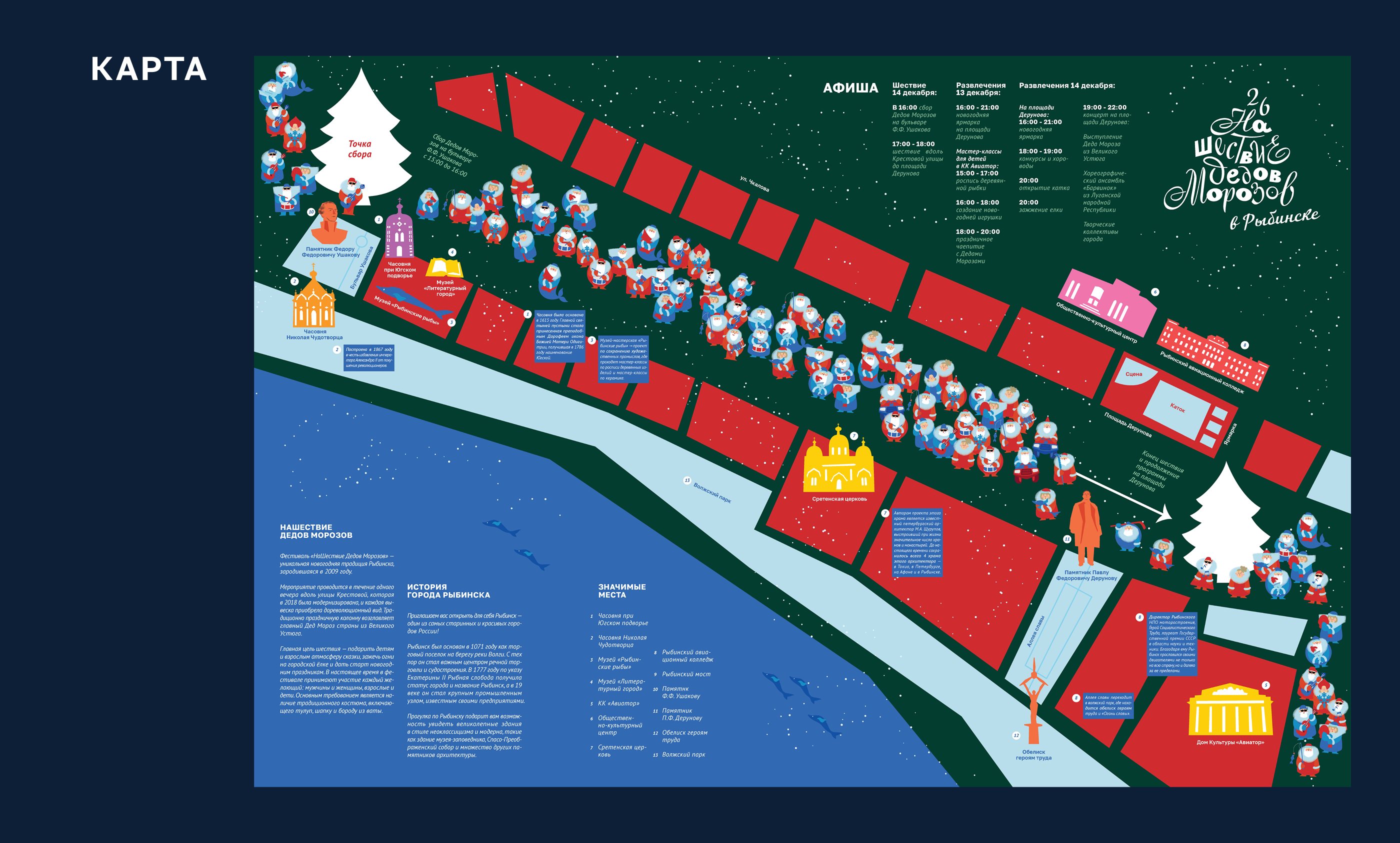 НаШествие Дедов Морозов в Рыбинске, графический комплекс — Изображение №11 — Брендинг, Иллюстрация на Dprofile