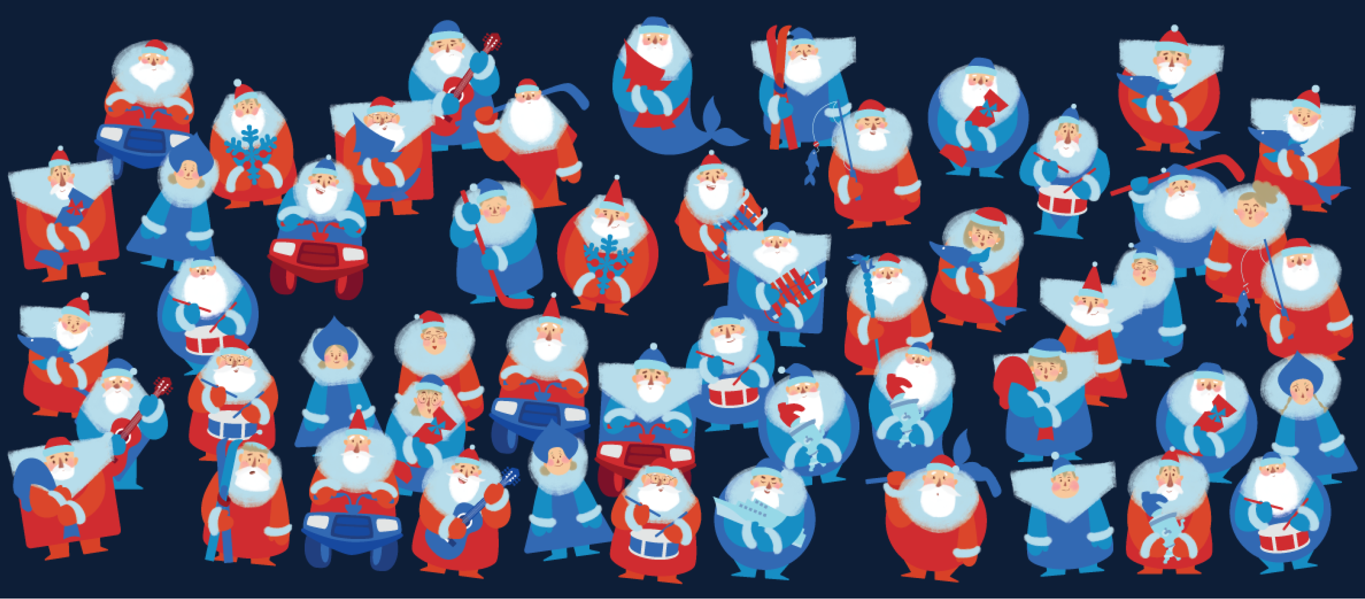 НаШествие Дедов Морозов в Рыбинске, графический комплекс — Изображение №6 — Брендинг, Иллюстрация на Dprofile