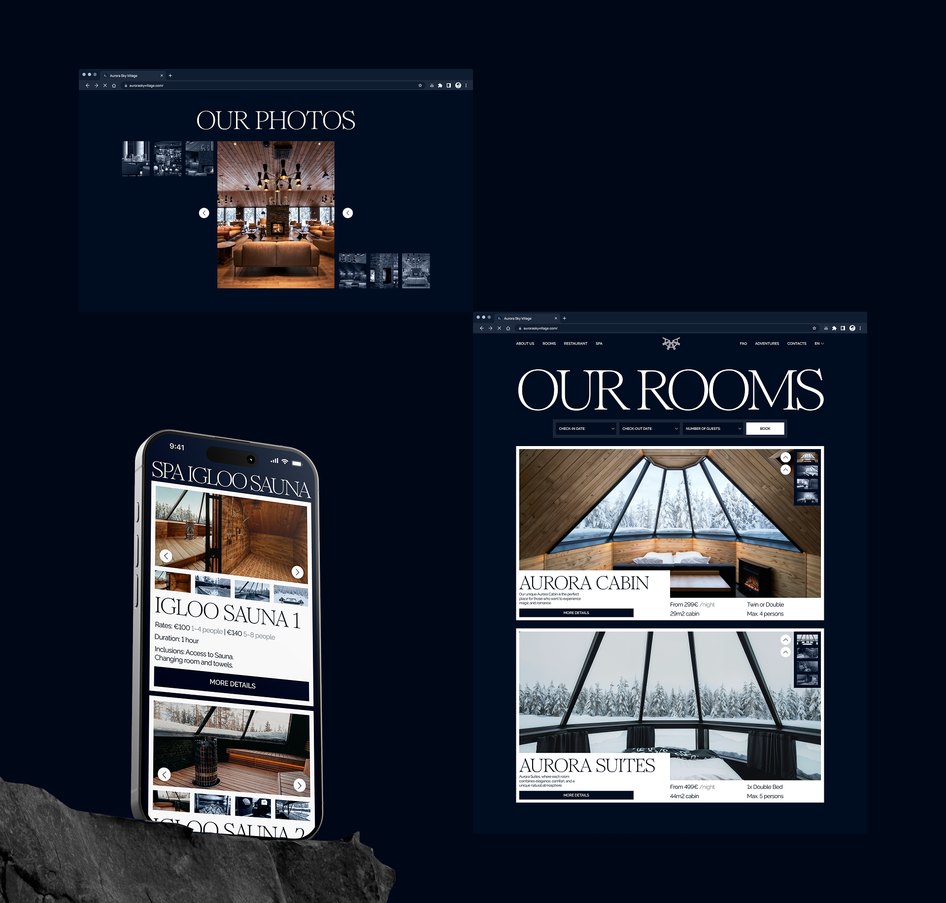 FINNISH HOTEL | Corporate website | Aurora Sky Village — Изображение №9 — Интерфейсы на Dprofile