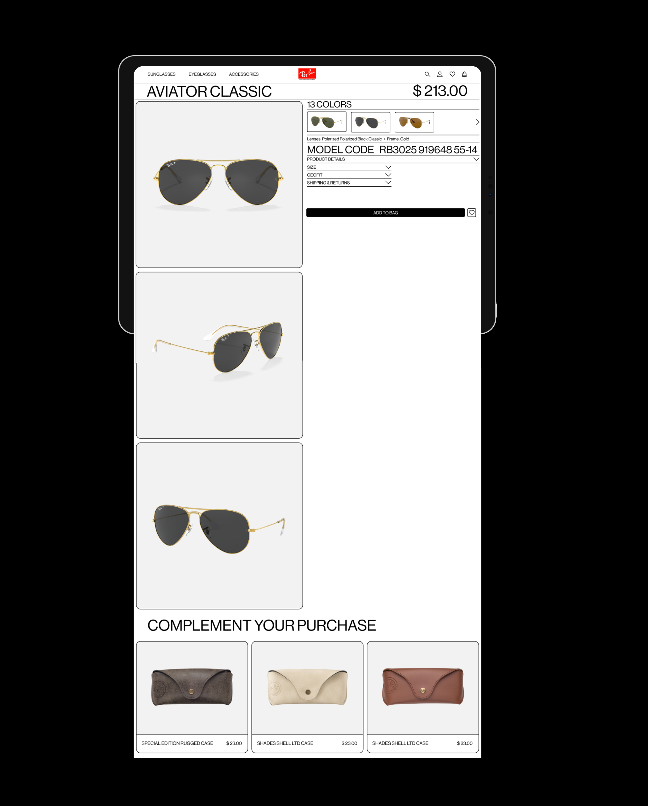 Ray-Ban - online store redesign — Изображение №8 — Интерфейсы на Dprofile