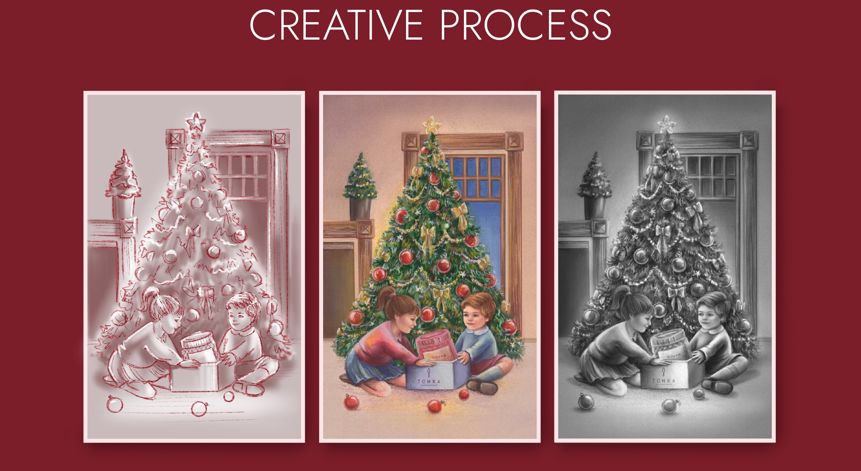 TONKA Christmas Card Illustration&Calligraphy — Изображение №4 — Иллюстрация, Графика на Dprofile