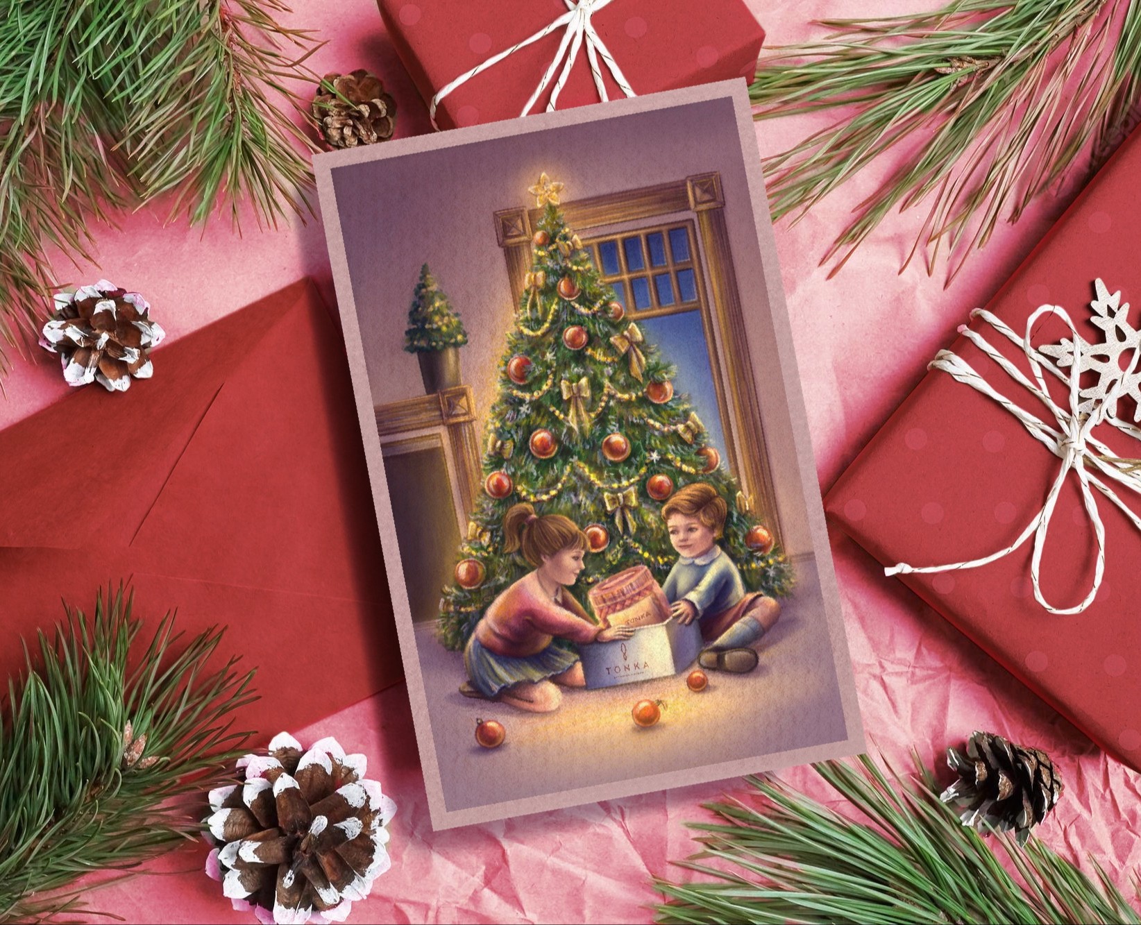 TONKA Christmas Card Illustration&Calligraphy — Иллюстрация, Графика на Dprofile