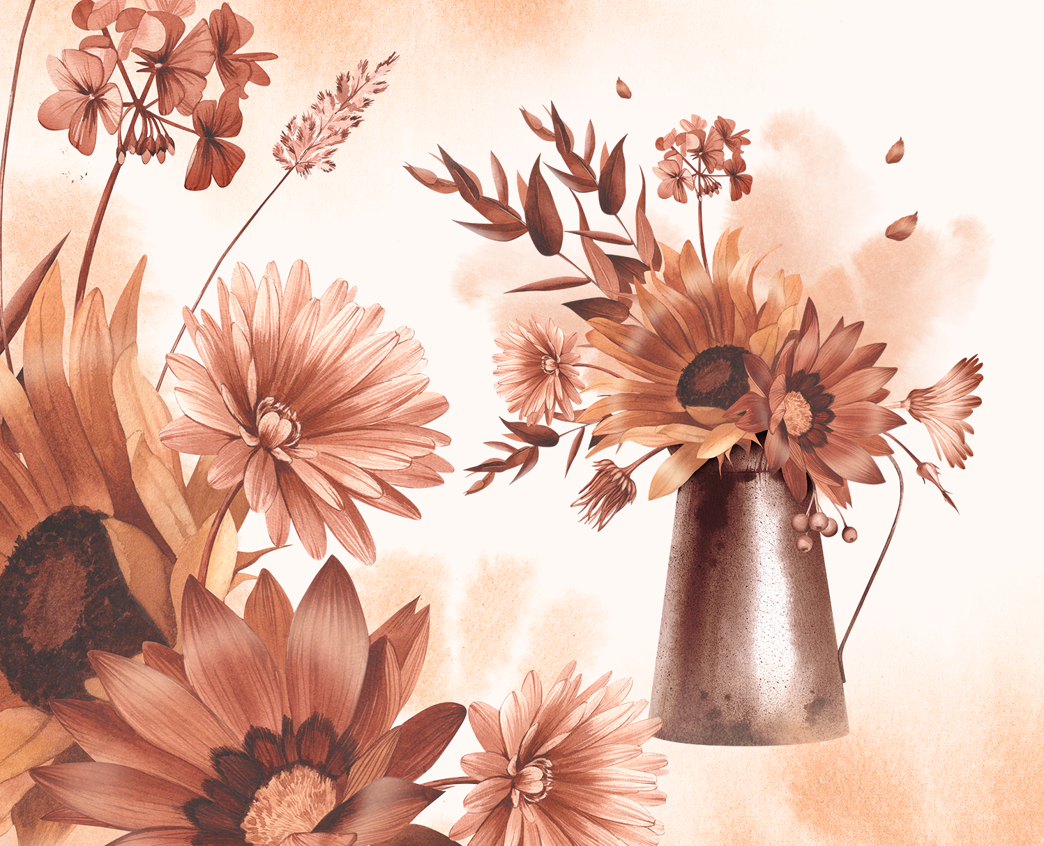 Garden flowers. Herbarium | Watercolor illustrations — Иллюстрация на Dprofile