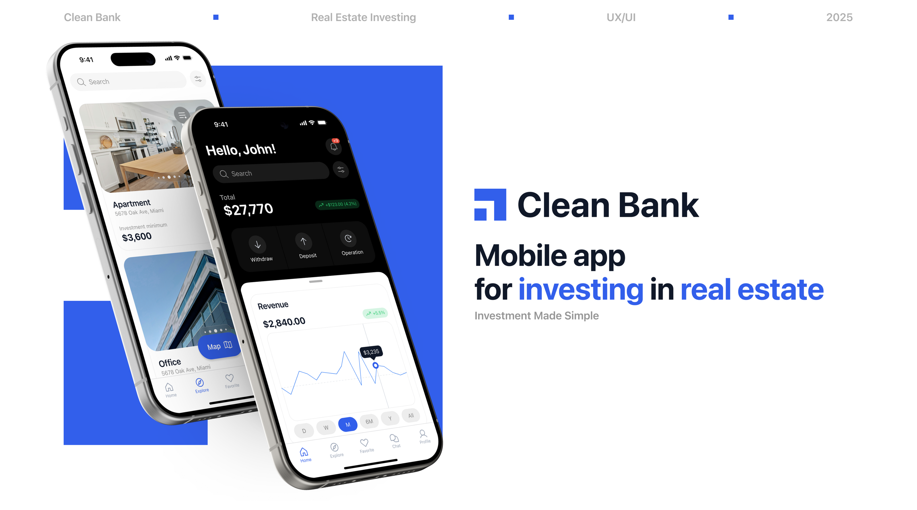 Mobile App for invest in Real Estate - UX/UI Design — Изображение №1 — Интерфейсы, Анимация на Dprofile