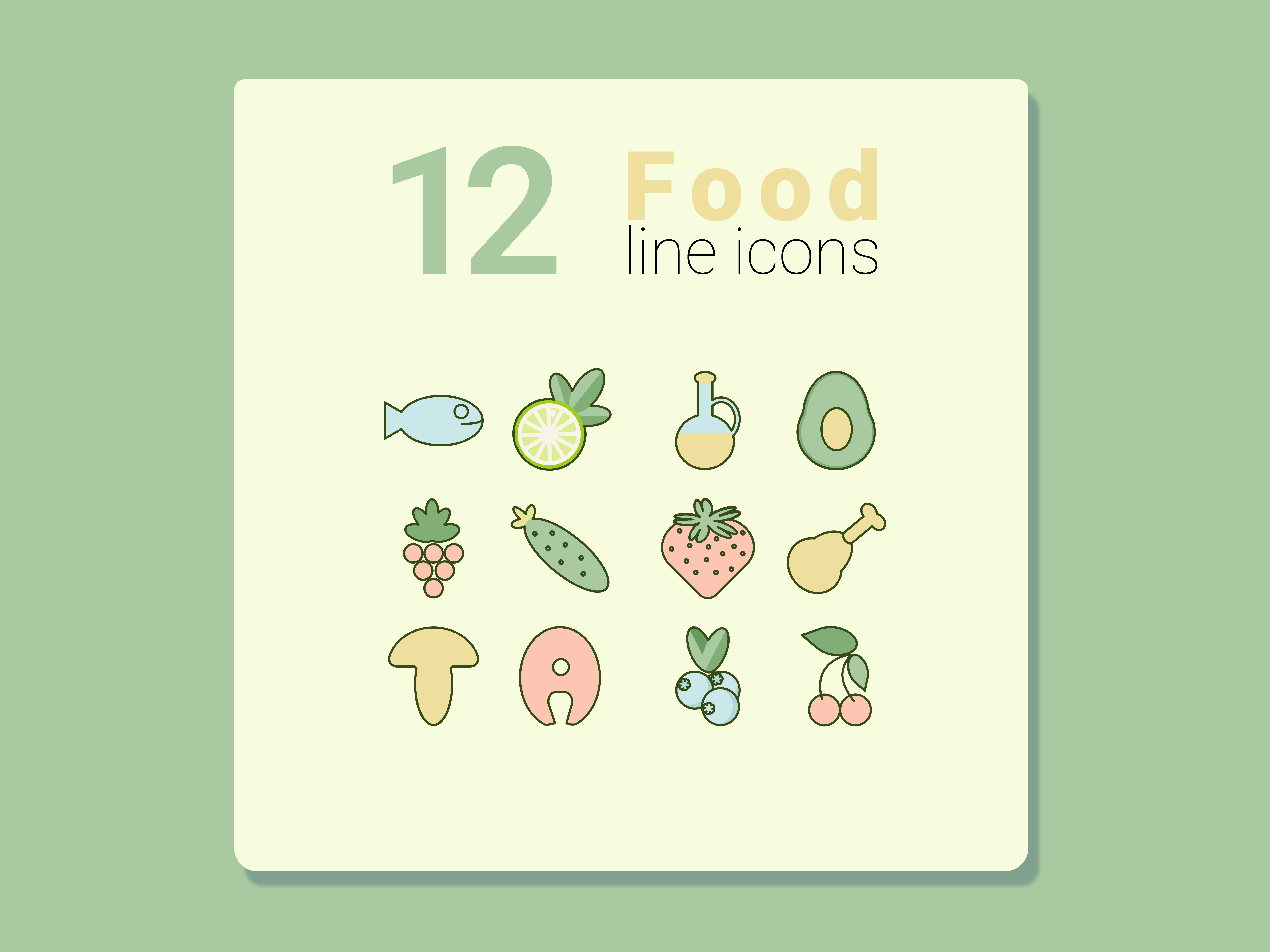 12 иконок для приложения полезного питания — Изображение №1 — Интерфейсы, Иллюстрация на Dprofile