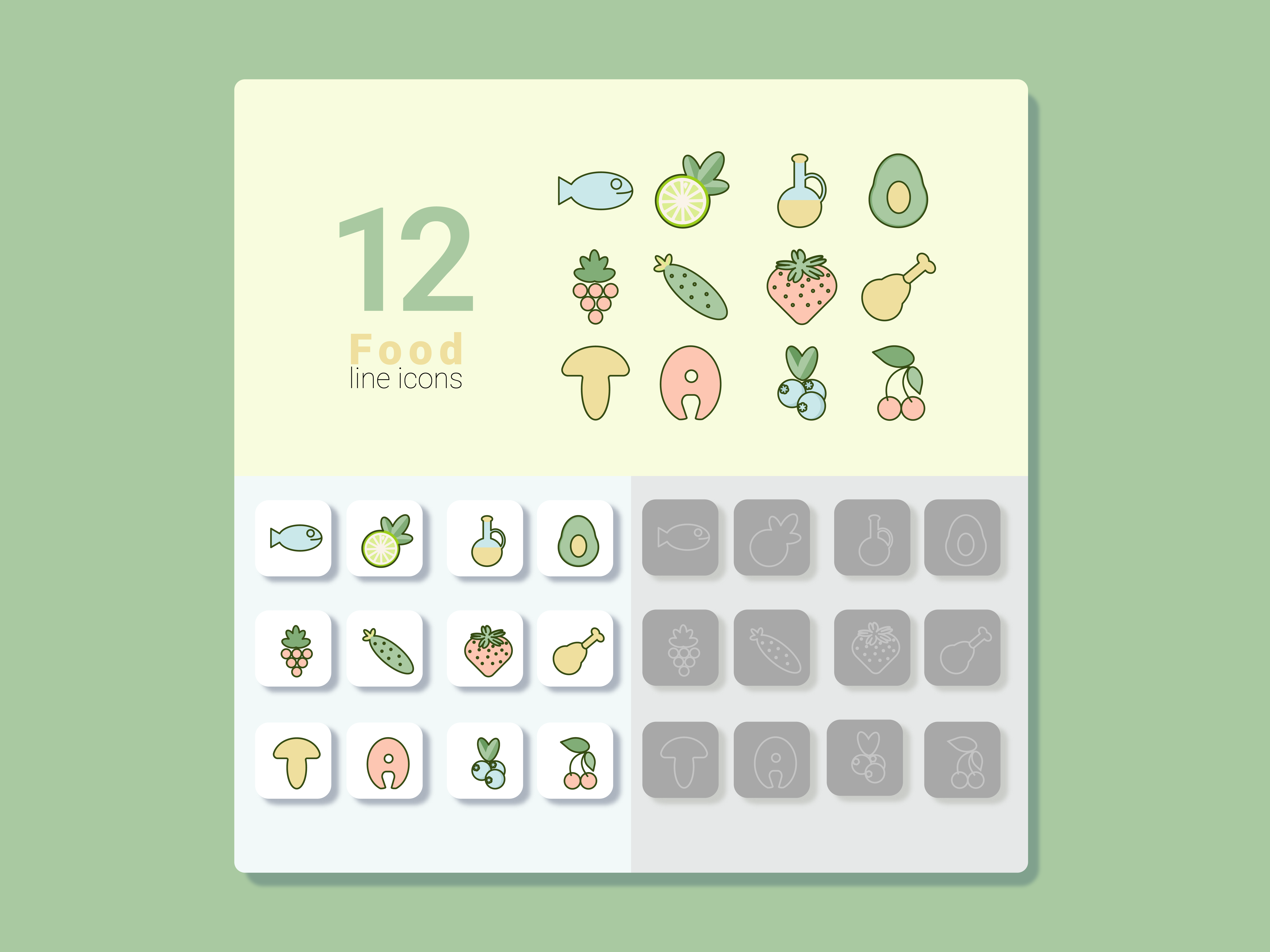 12 иконок для приложения полезного питания — Изображение №2 — Интерфейсы, Иллюстрация на Dprofile