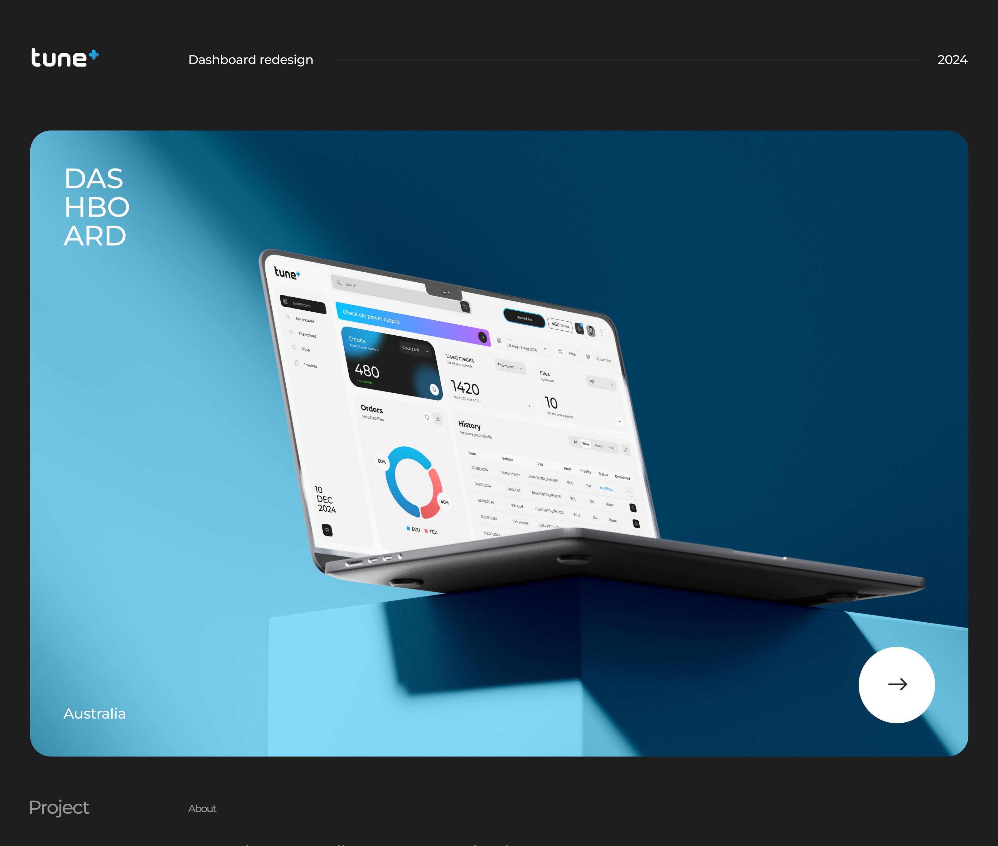 Tune + (dashboard) — Изображение №1 — Интерфейсы на Dprofile