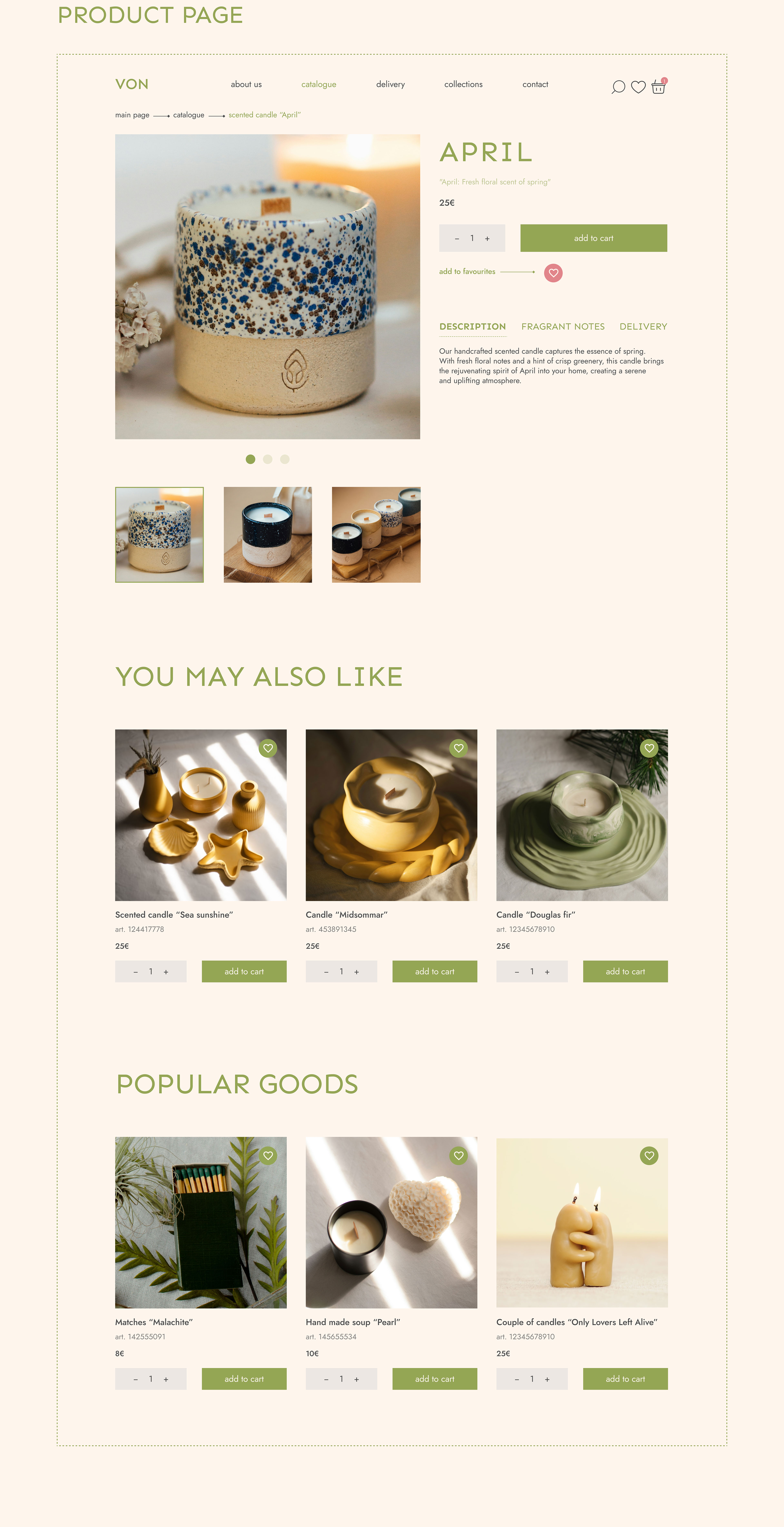 VON | Online candles store | E-commerce — Изображение №12 — Интерфейсы, Брендинг на Dprofile