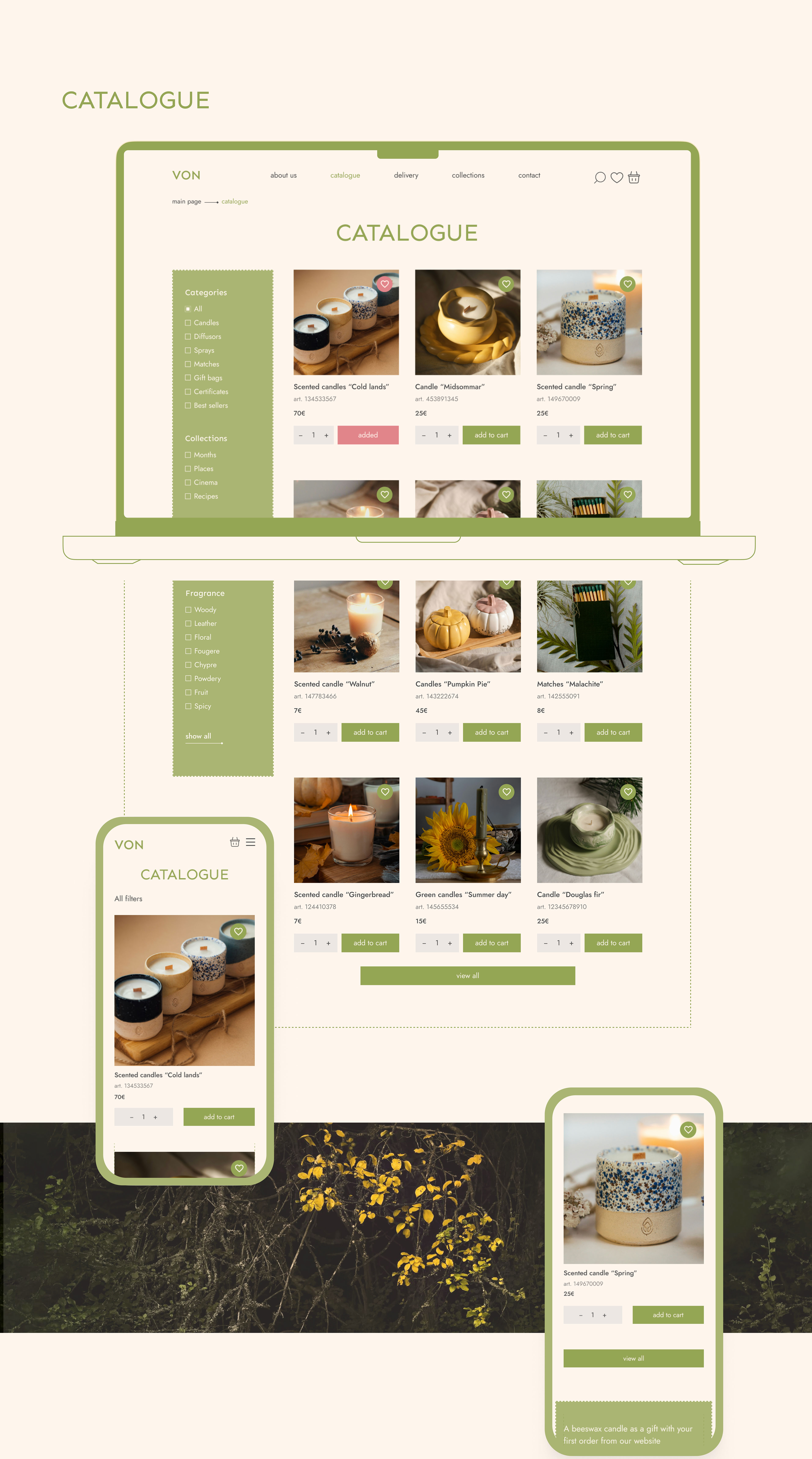 VON | Online candles store | E-commerce — Изображение №11 — Интерфейсы, Брендинг на Dprofile